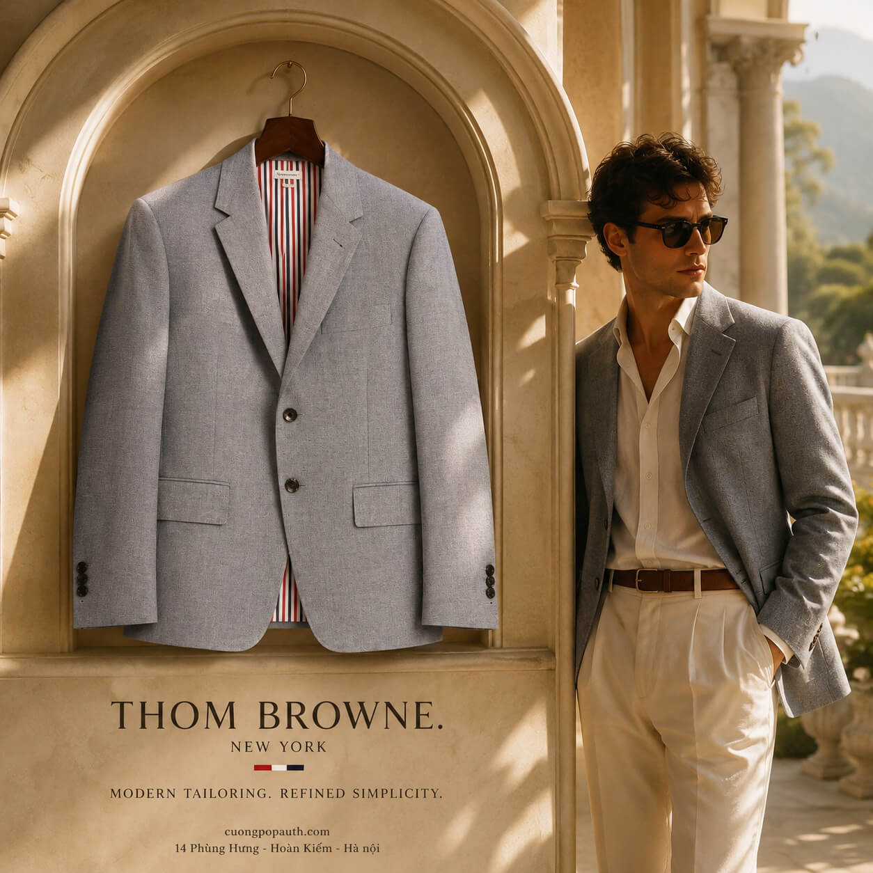 VEST THOM BROWNE MED GREY MJC159A-02872