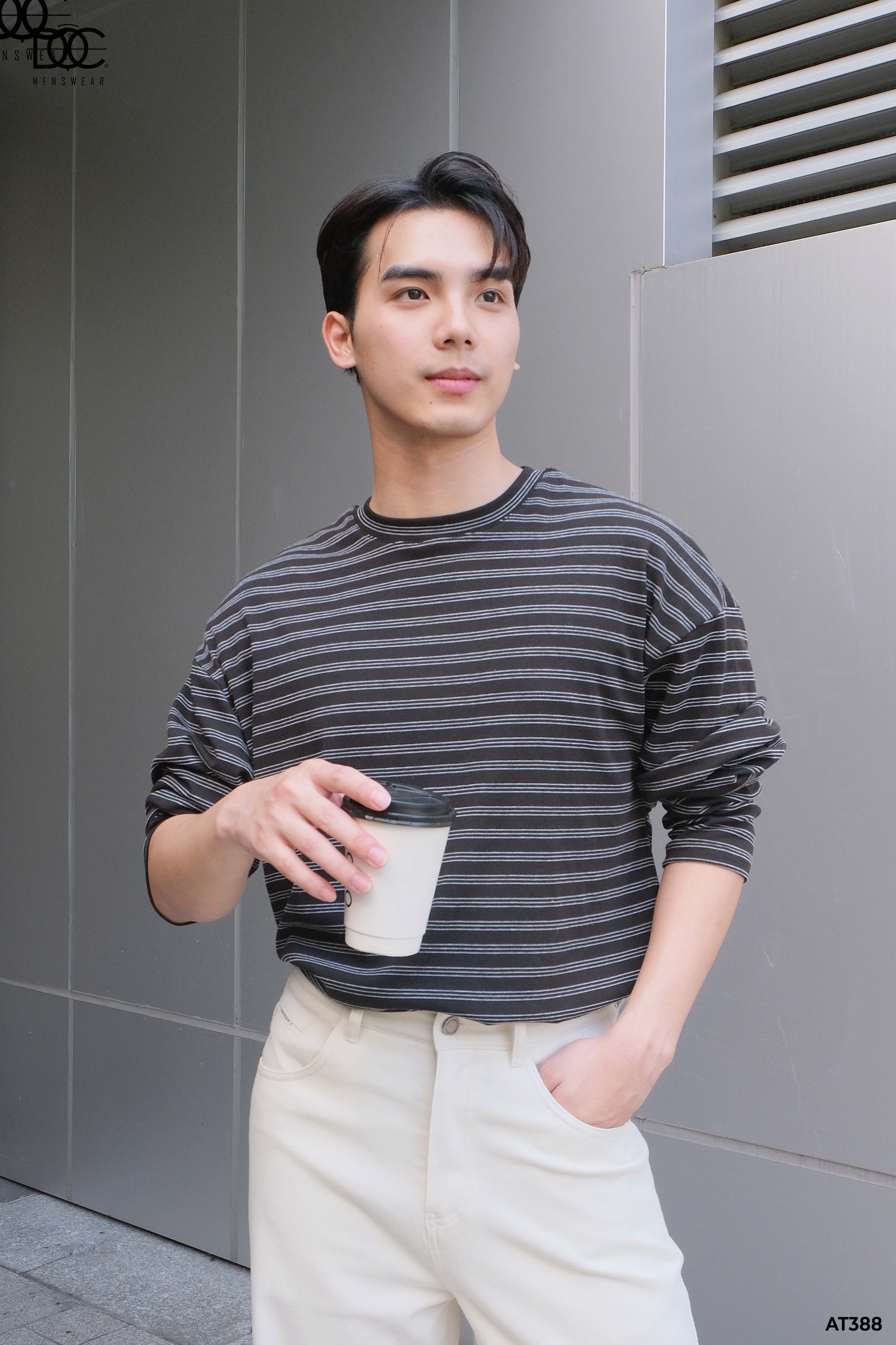 Áo nỉ thun hoạ tiết kẻ ngang - AT388
