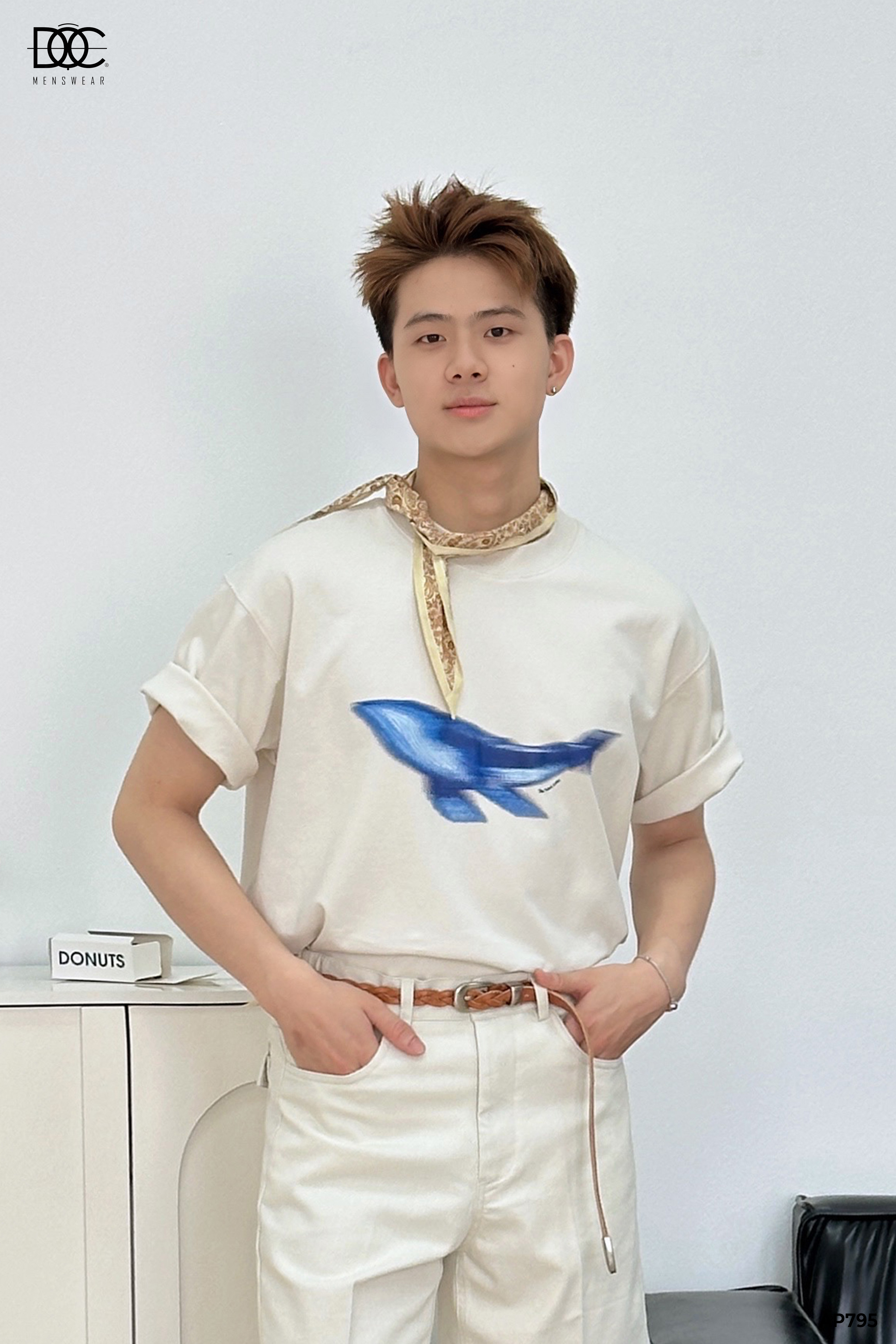 Áo phông cotton in hoạ tiết cá voi - AP795