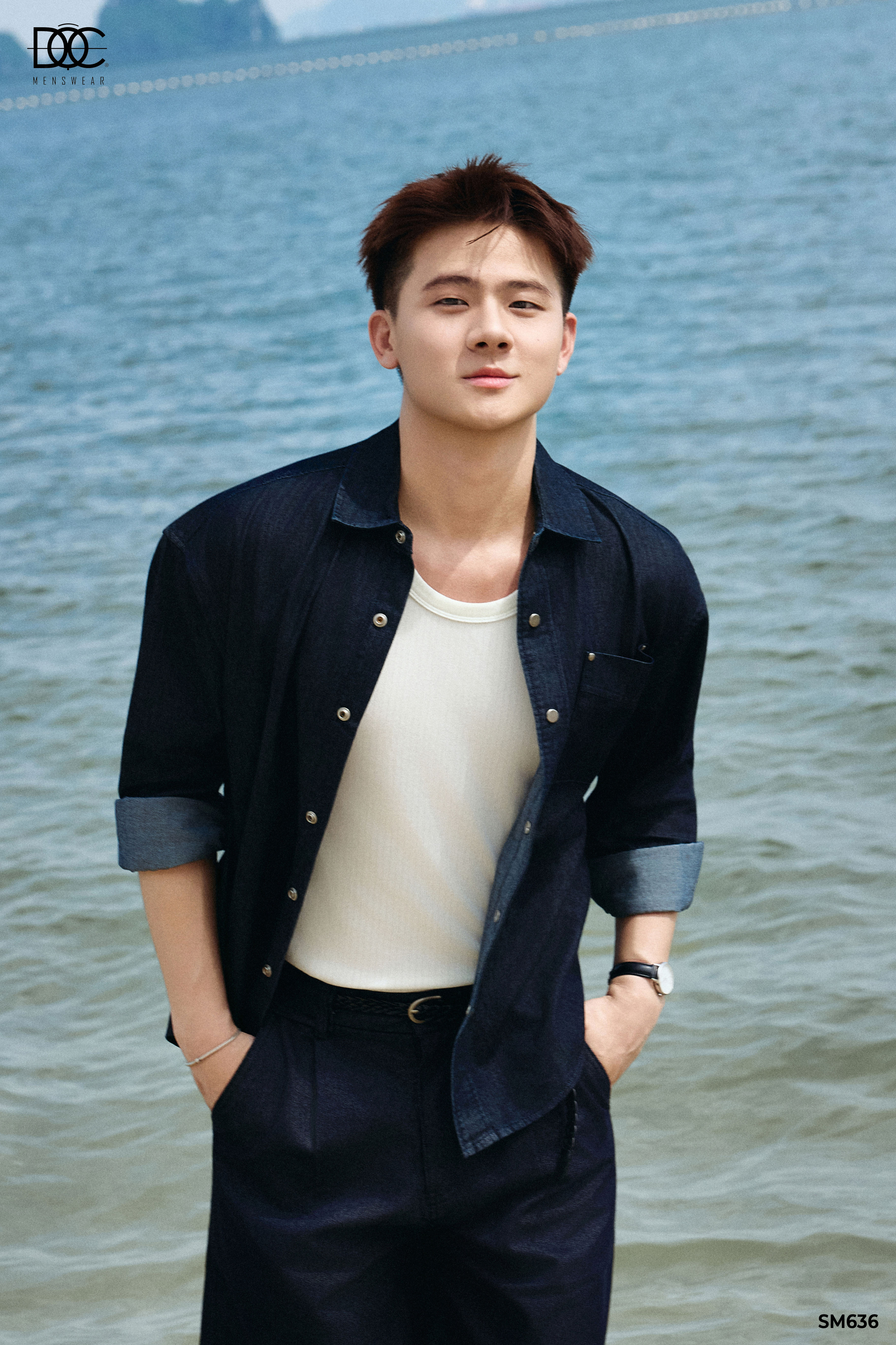 Áo sơ mi denim túi hộp phom rộng - SM636