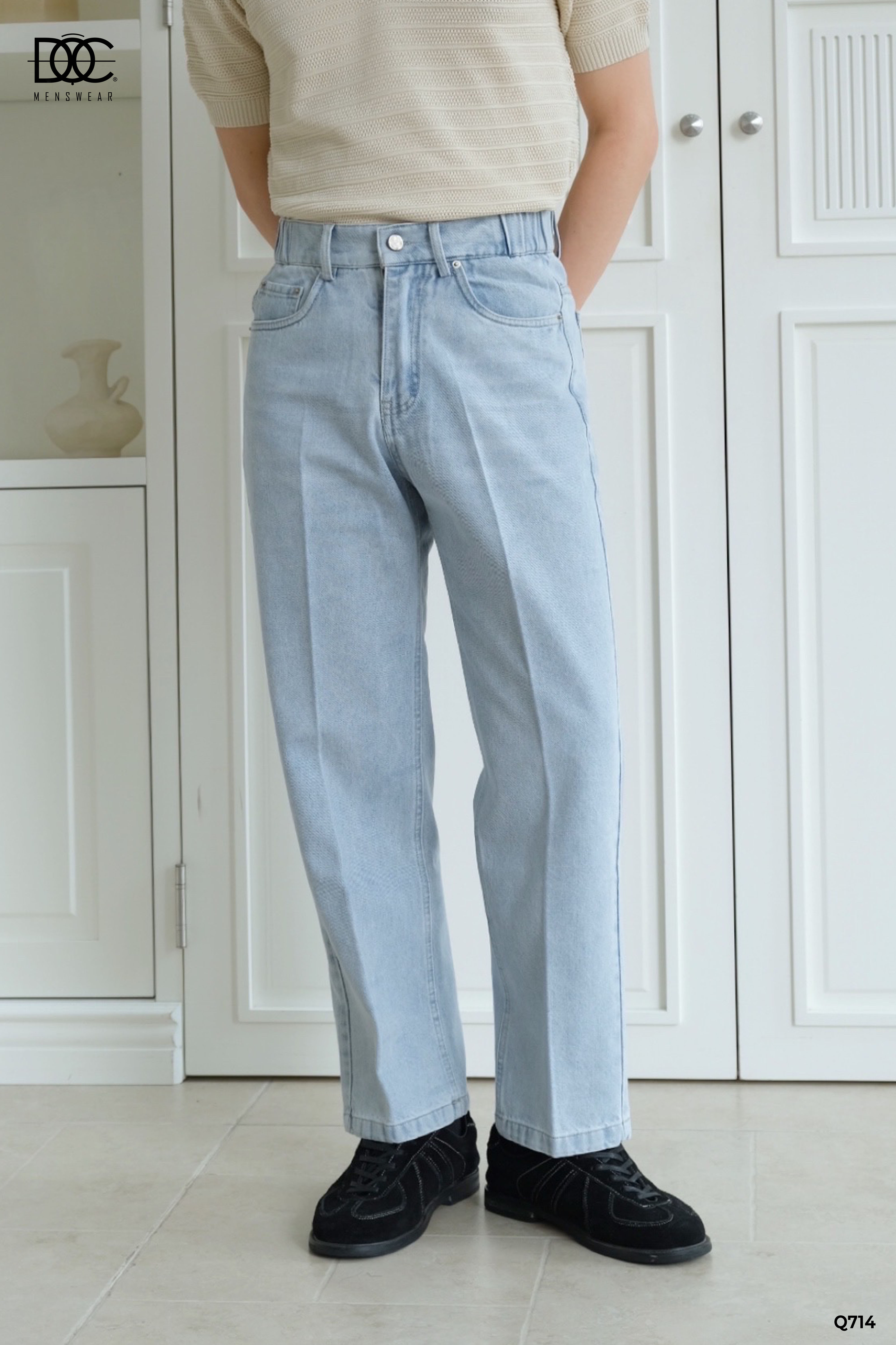 Quần jean ống suông thẳng basic - Q714