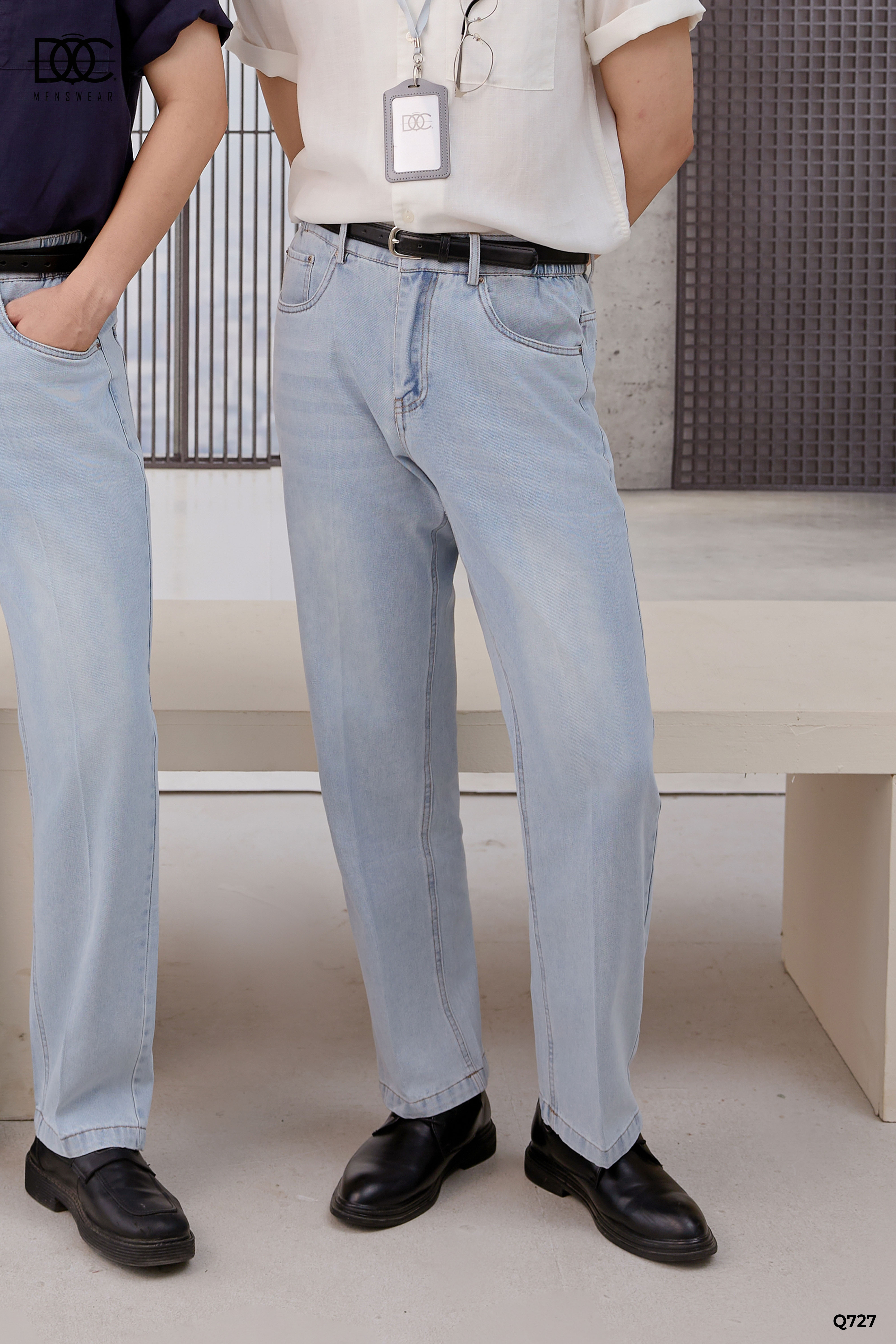 Quần jean ống suông cạp phối chun - Q727