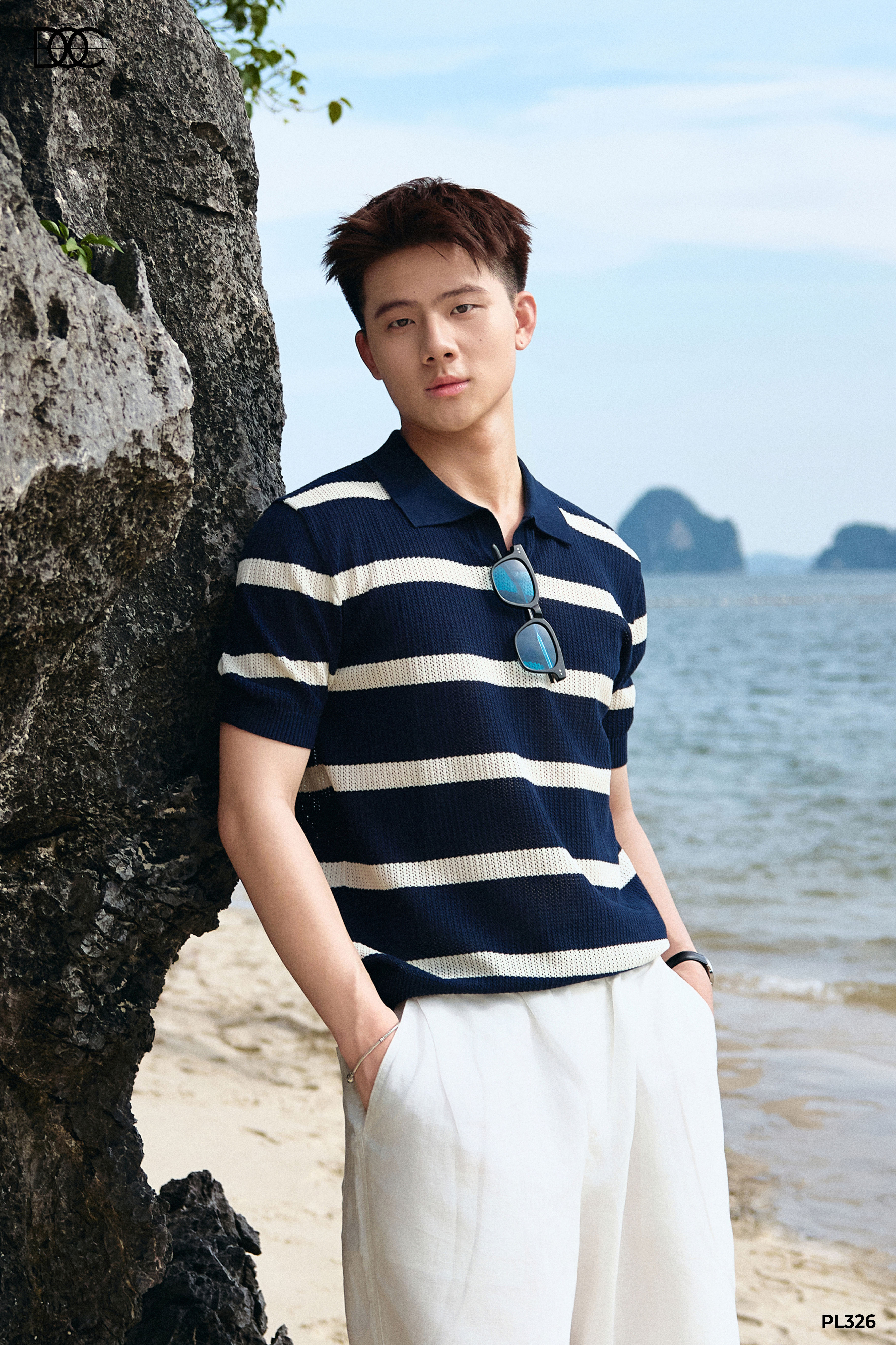 Áo polo dệt kim kẻ ngang - PL326