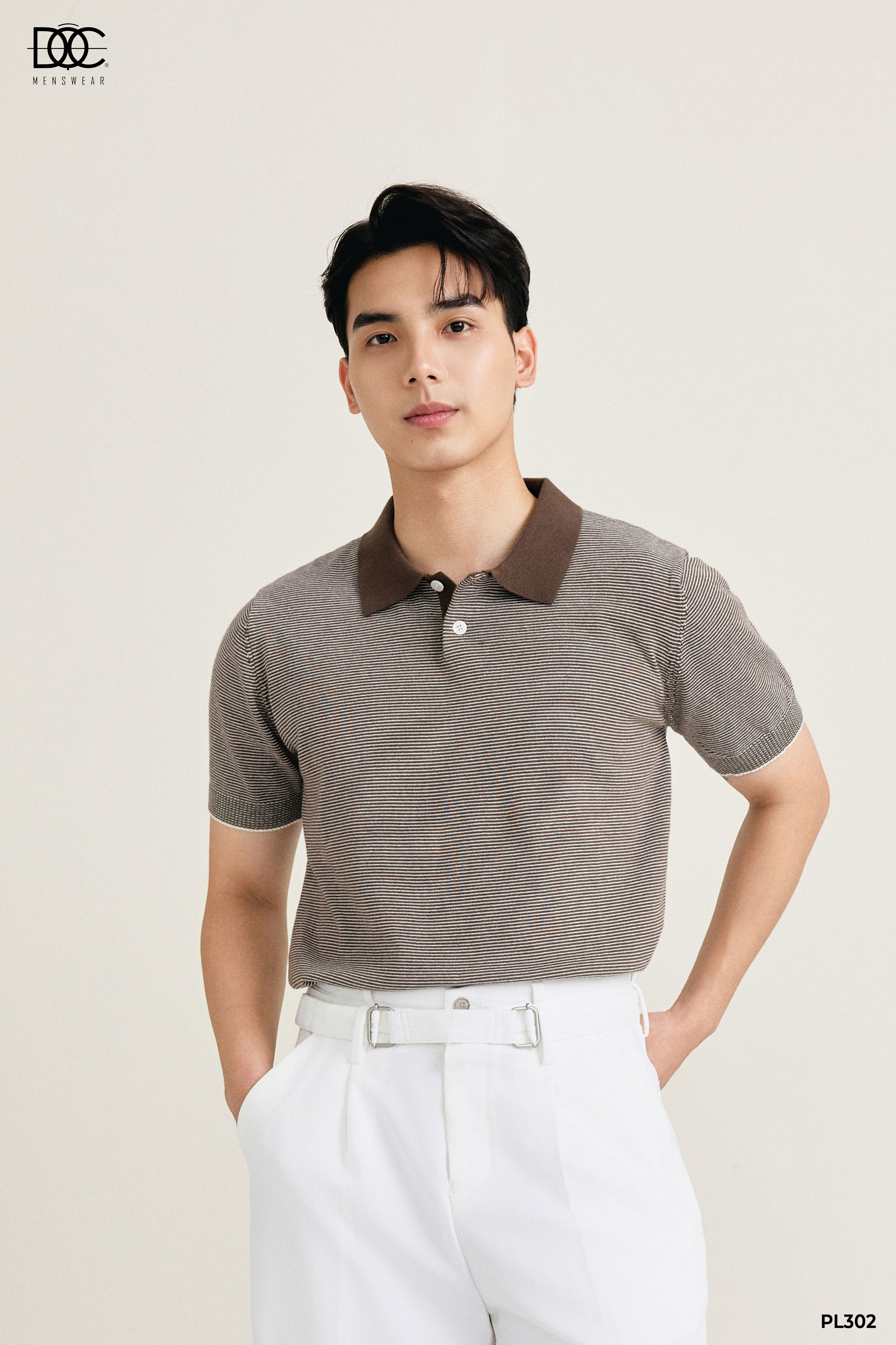 Áo polo mongtoghi kẻ nhỏ phối cổ - PL302