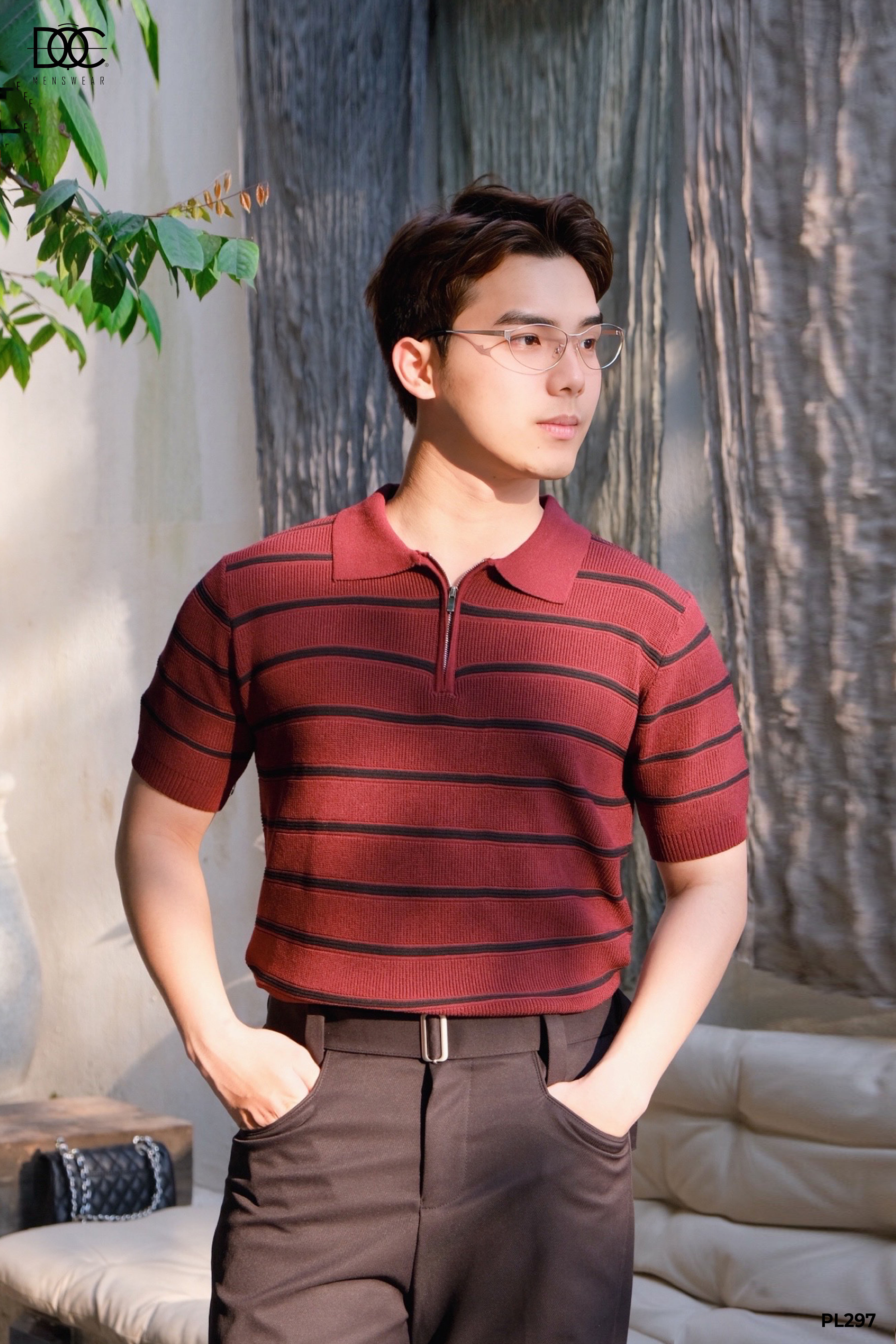 Áo polo mongtoghi kẻ khoá zip - PL299