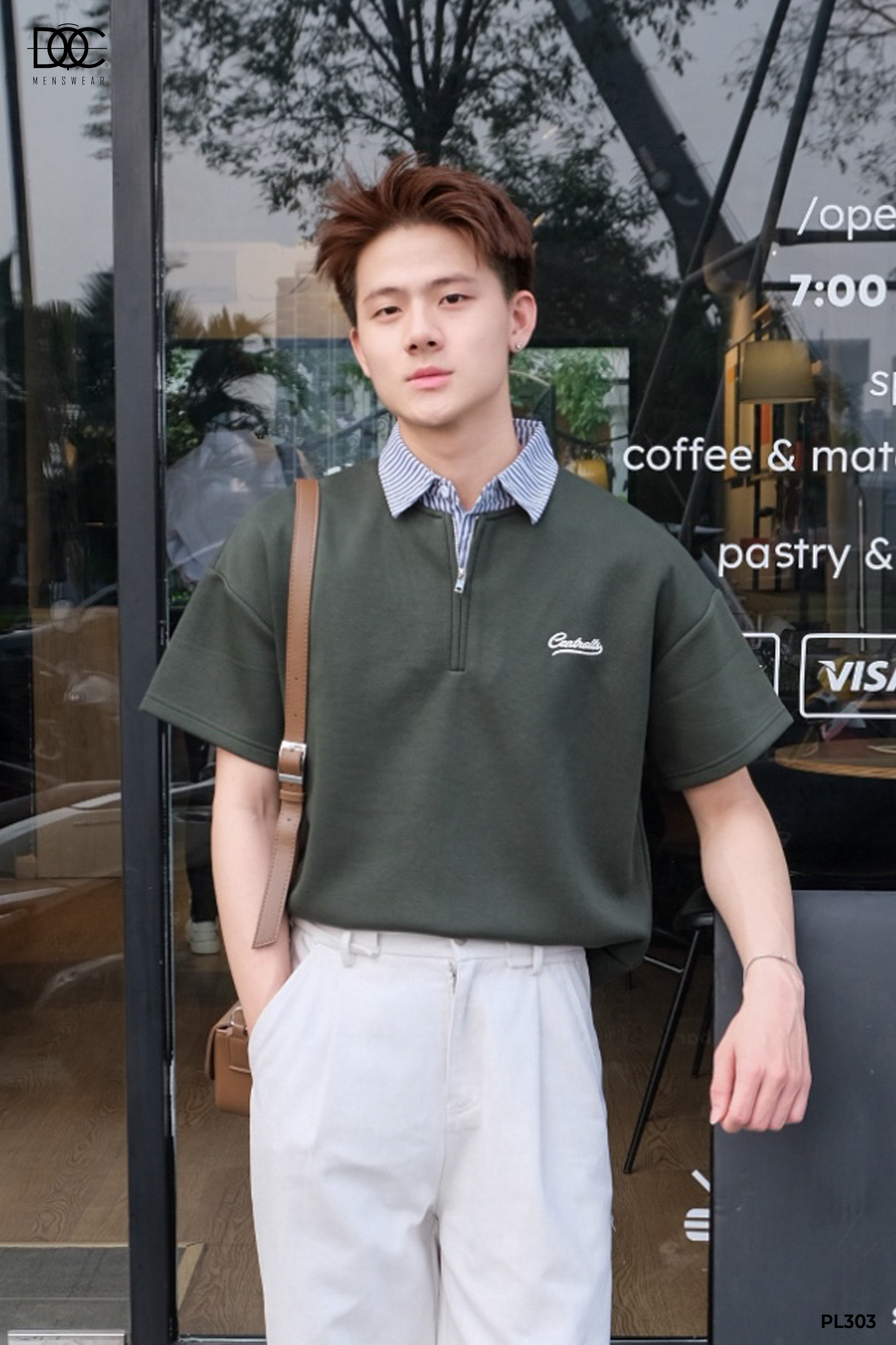 Áo polo cotton phối layer cổ kẻ - PL303