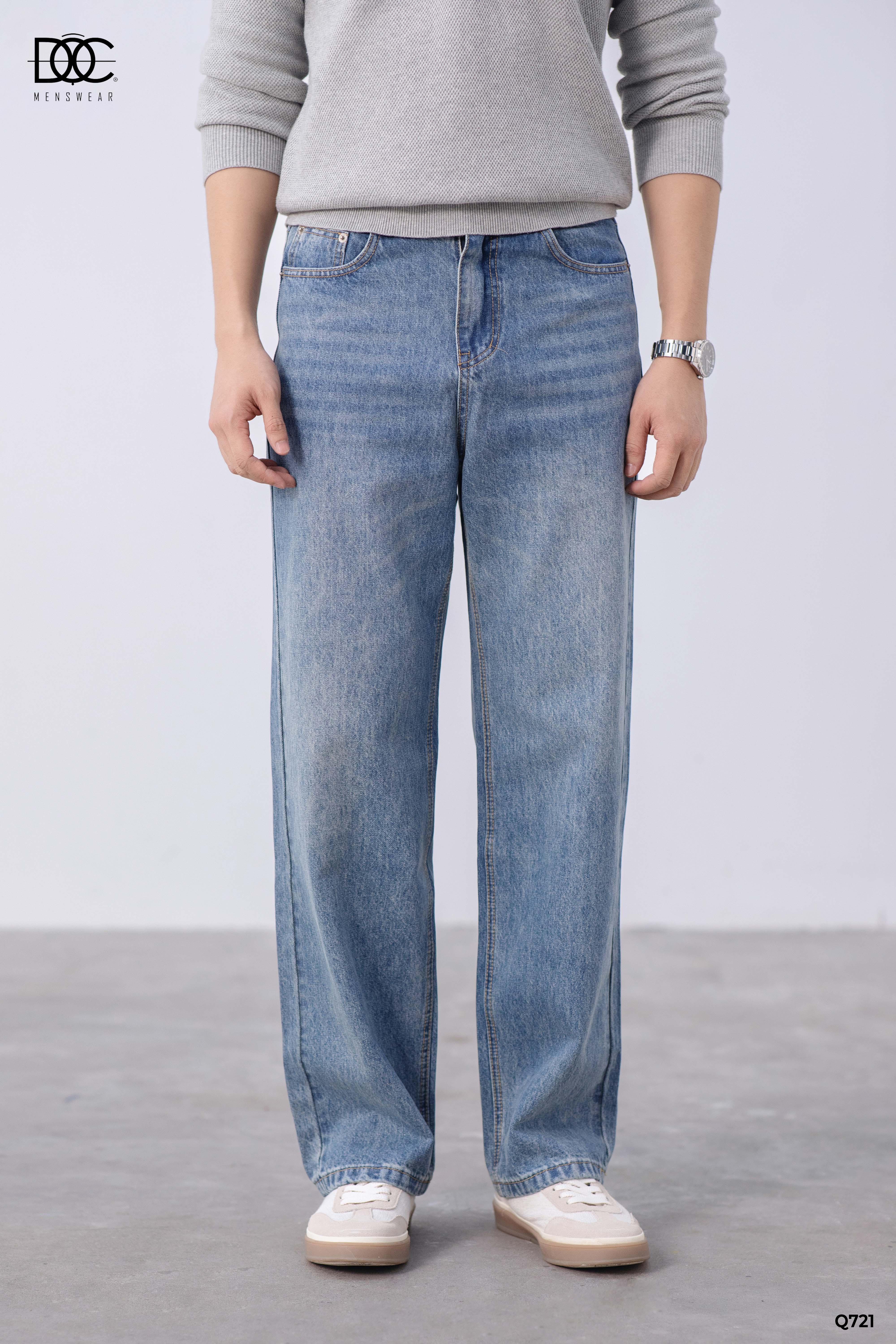 Quần jean ống suông cạp cao - Q721