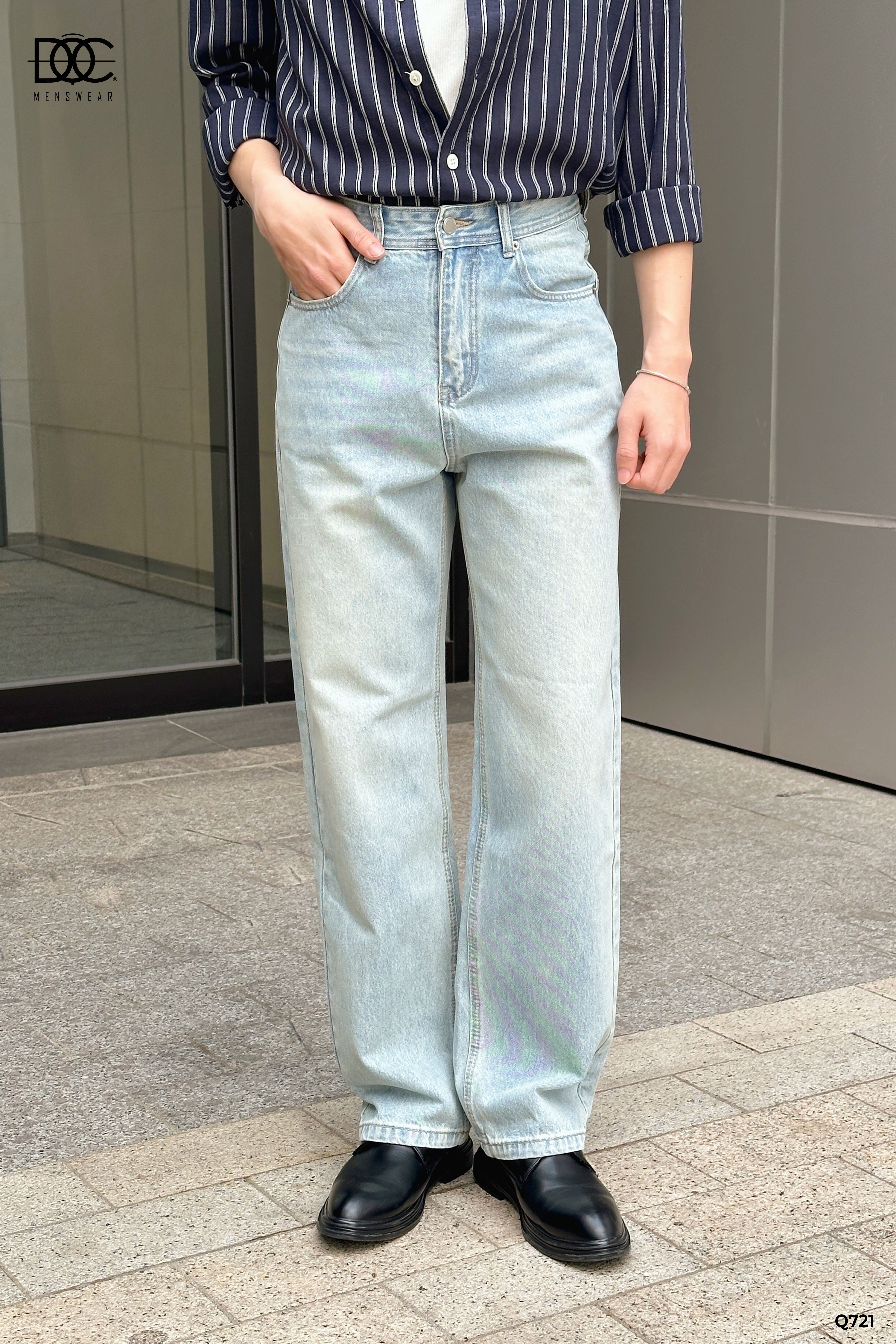 Quần jean ống suông cạp cao - Q721