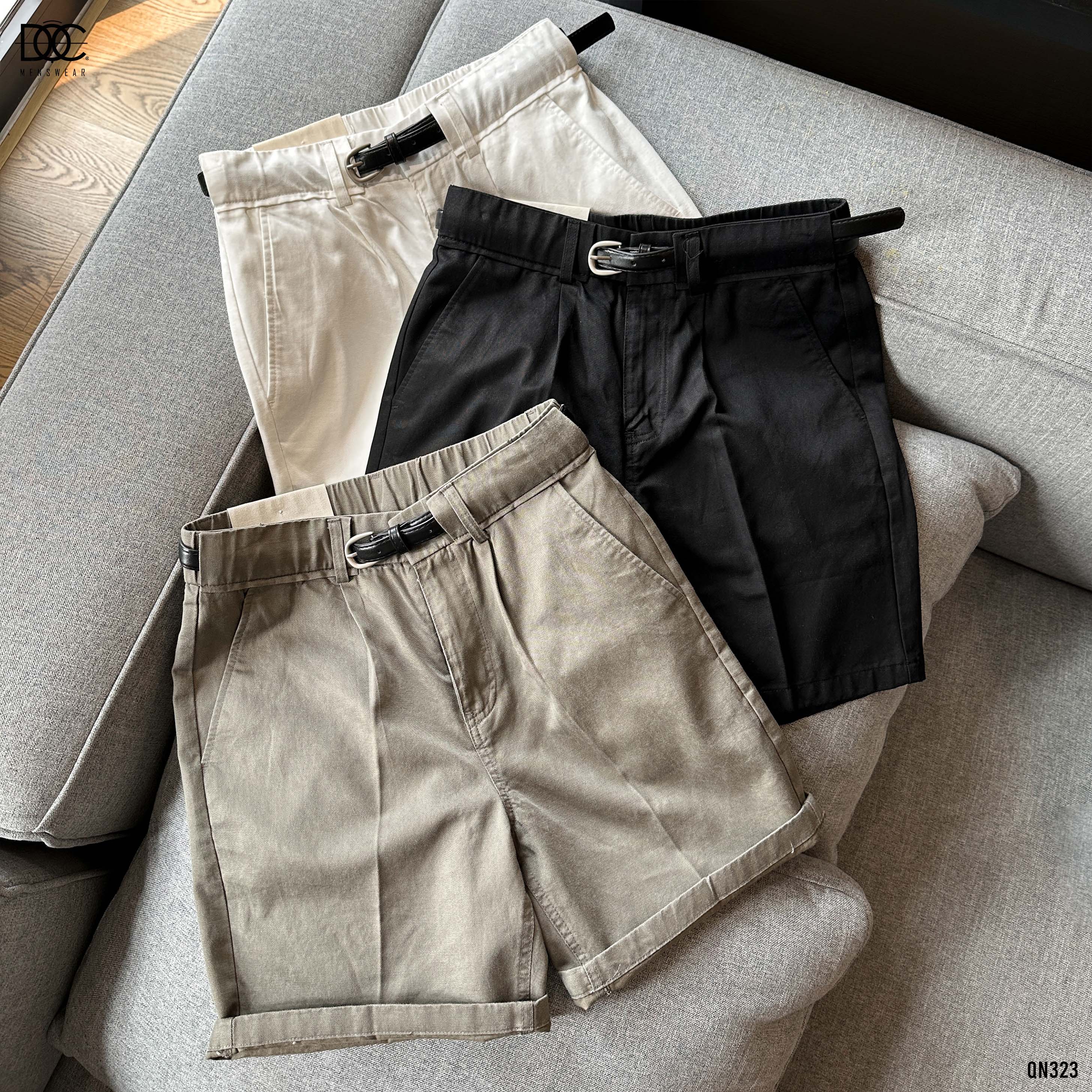 Quần short kaki phối thắt lưng - QN323
