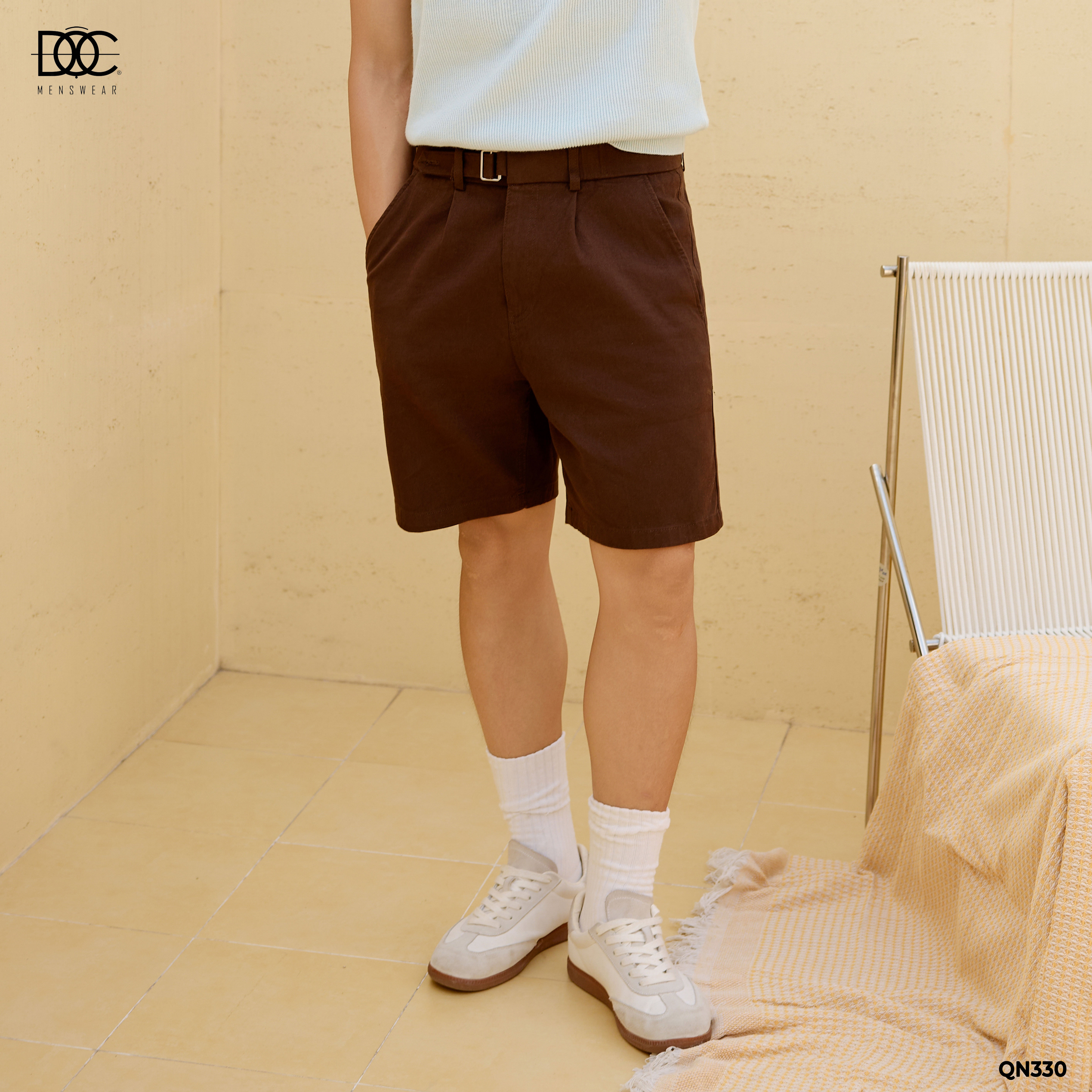 Quần short kaki xếp ly cơ bản - QN330