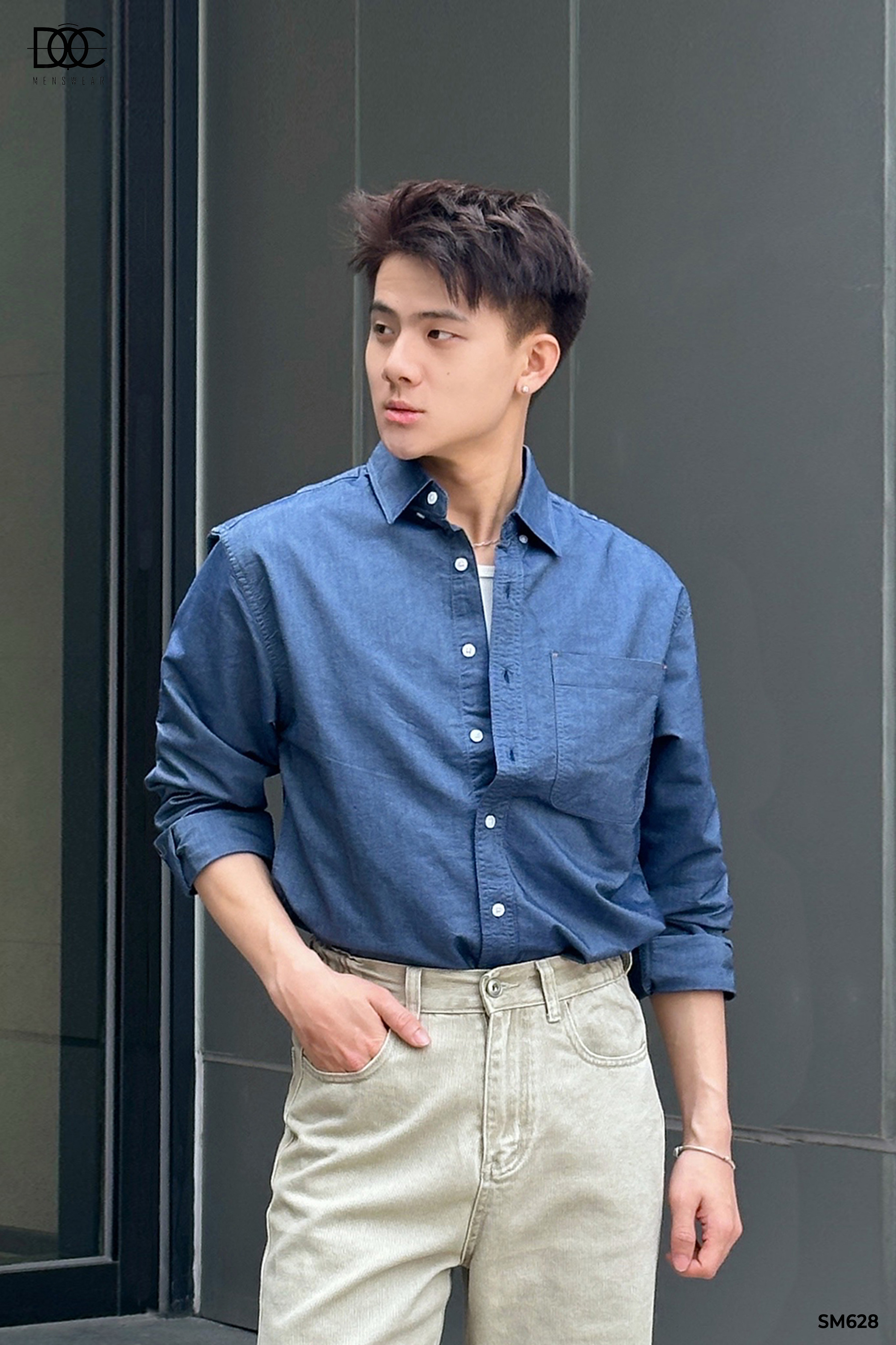 Áo sơ mi Cotton Oxford cổ đức - SM628