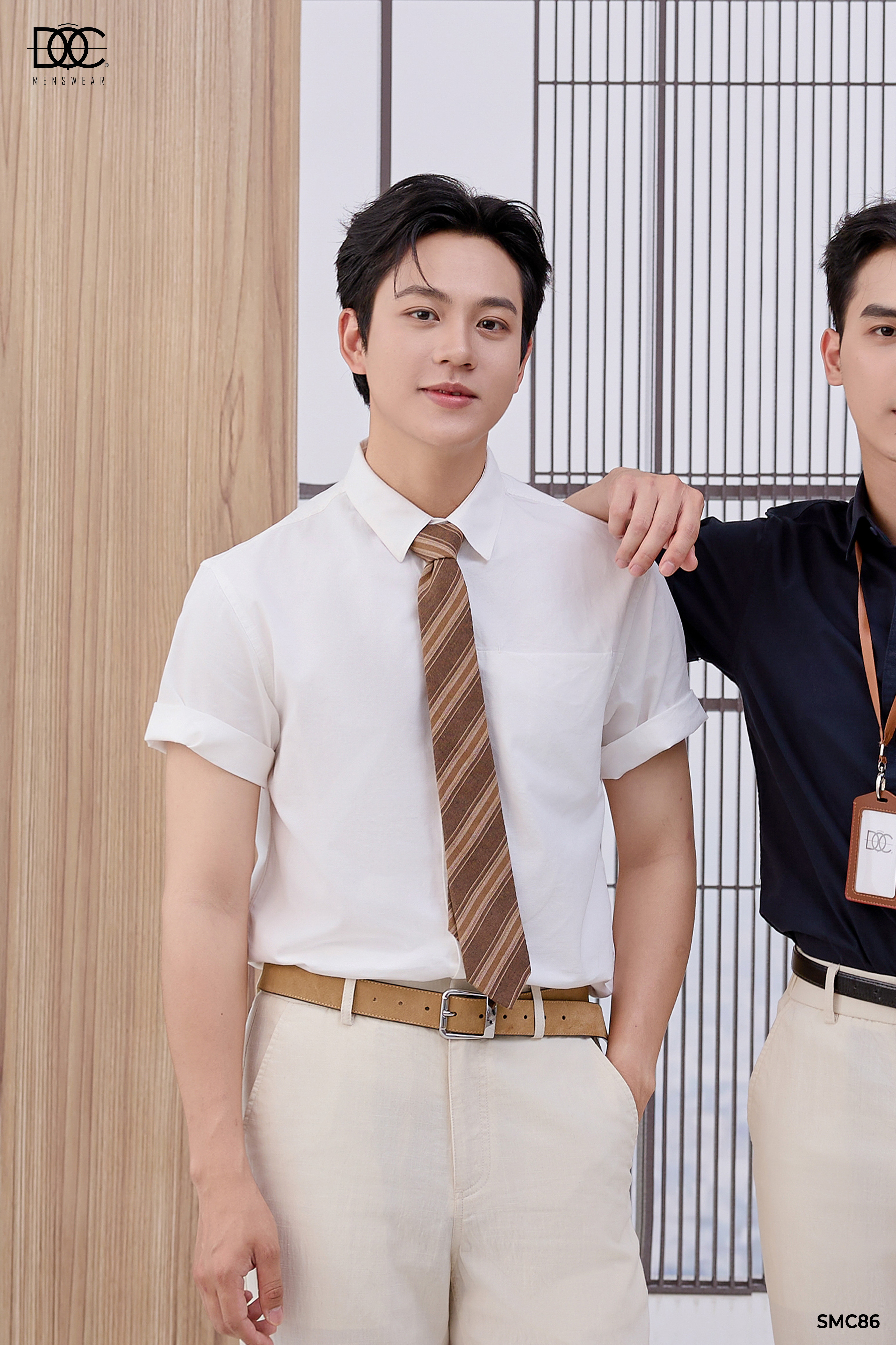 Áo sơ mi cộc tay cotton dệt chéo - SMC86