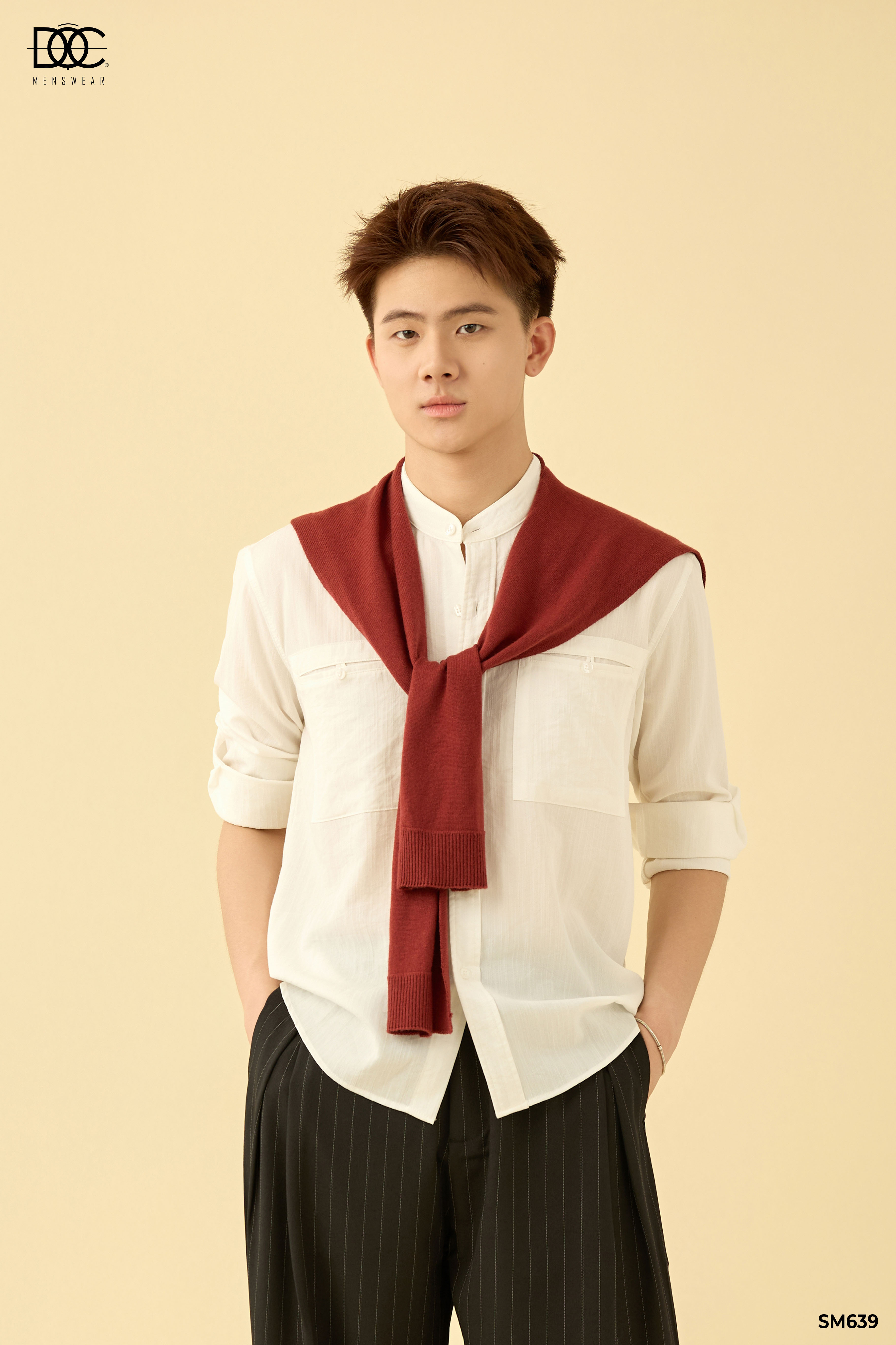 Áo sơ mi Tencel cổ tàu 2 túi ngực - SM639
