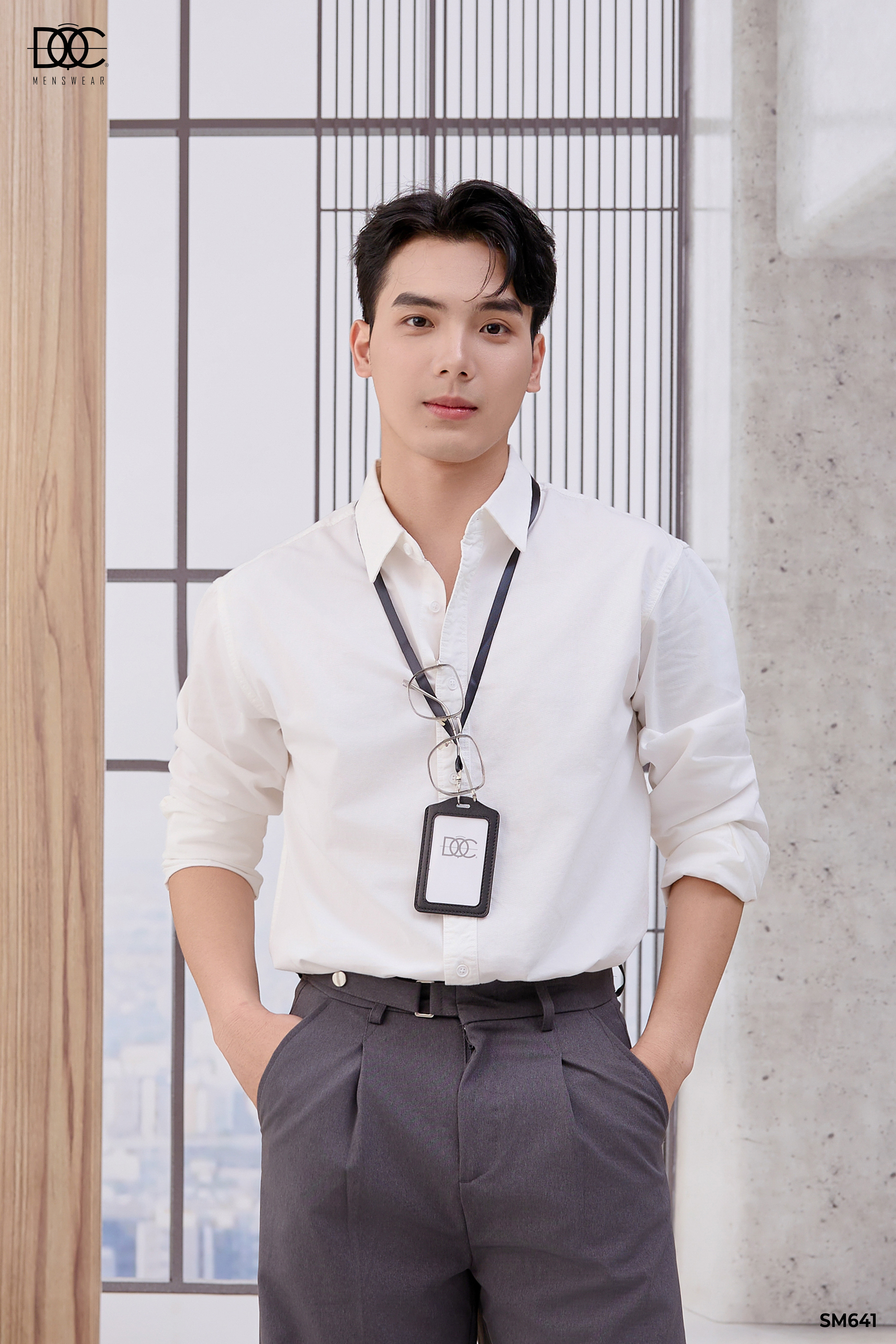 Áo sơ mi cotton cầu vai 2 lớp - SM641