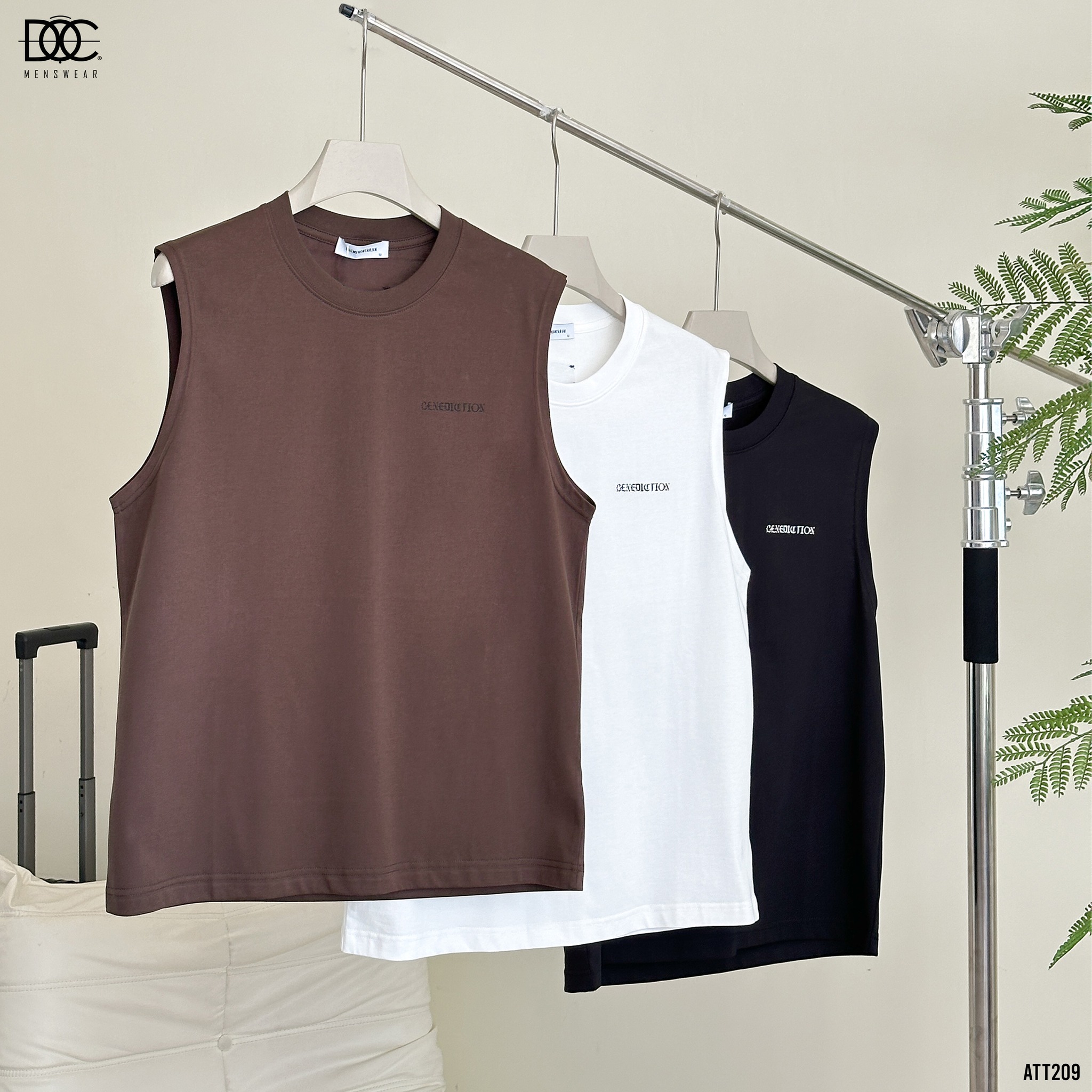Áo tanktop thun cotton phối chữ - ATT209