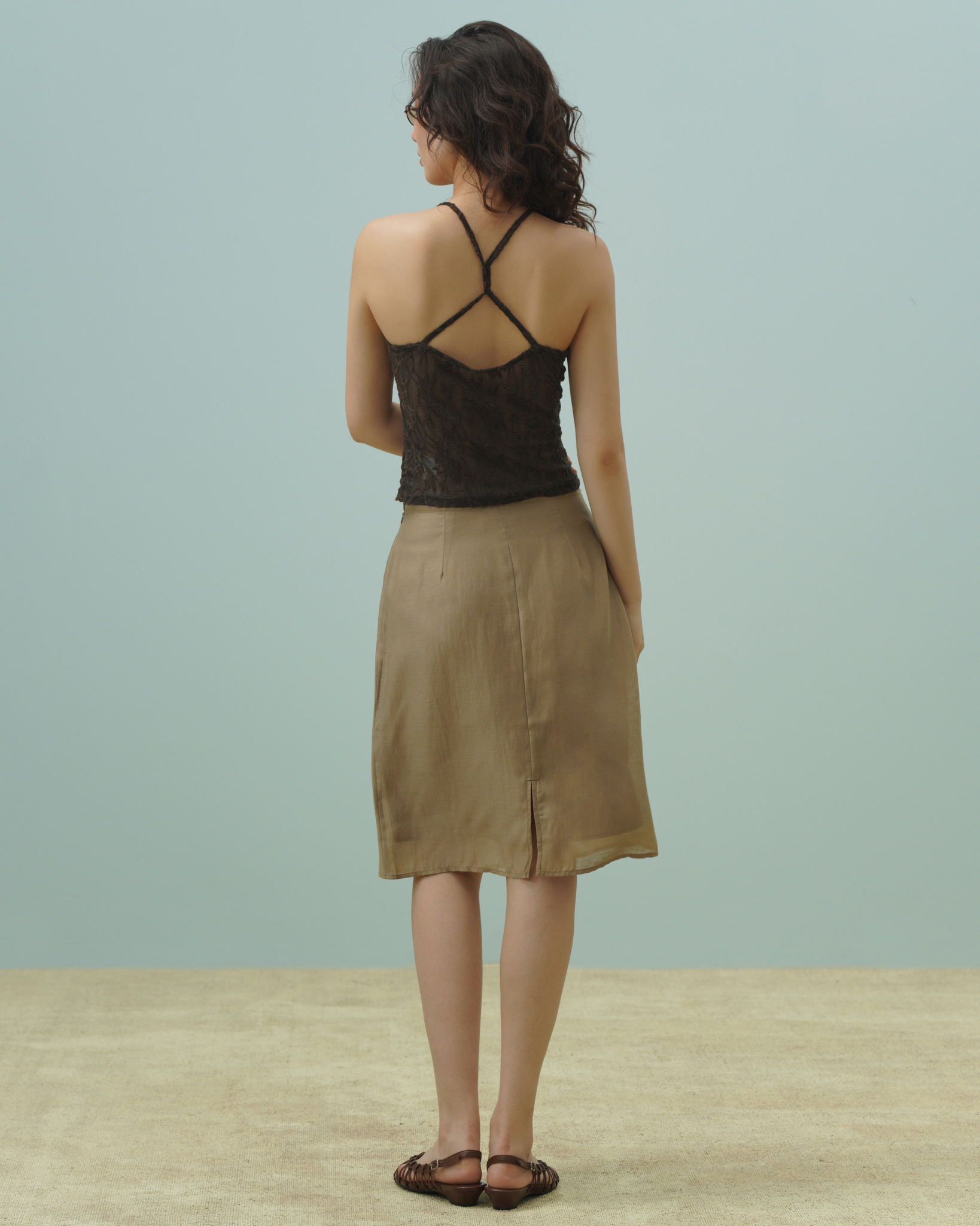 Alba Layered Skirt (62045990_Chân váy nữ dáng chữ A ngang gối có lớp lót, từ vải dệt thoi)
