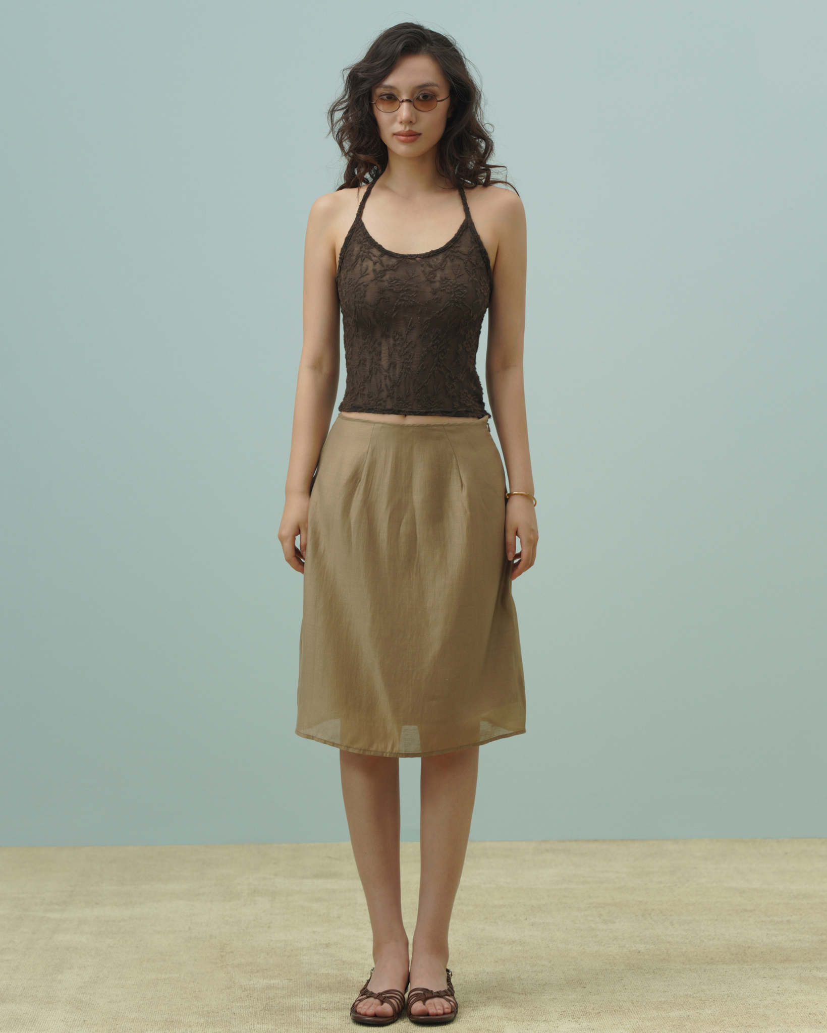 Alba Layered Skirt (62045990_Chân váy nữ dáng chữ A ngang gối có lớp lót, từ vải dệt thoi)