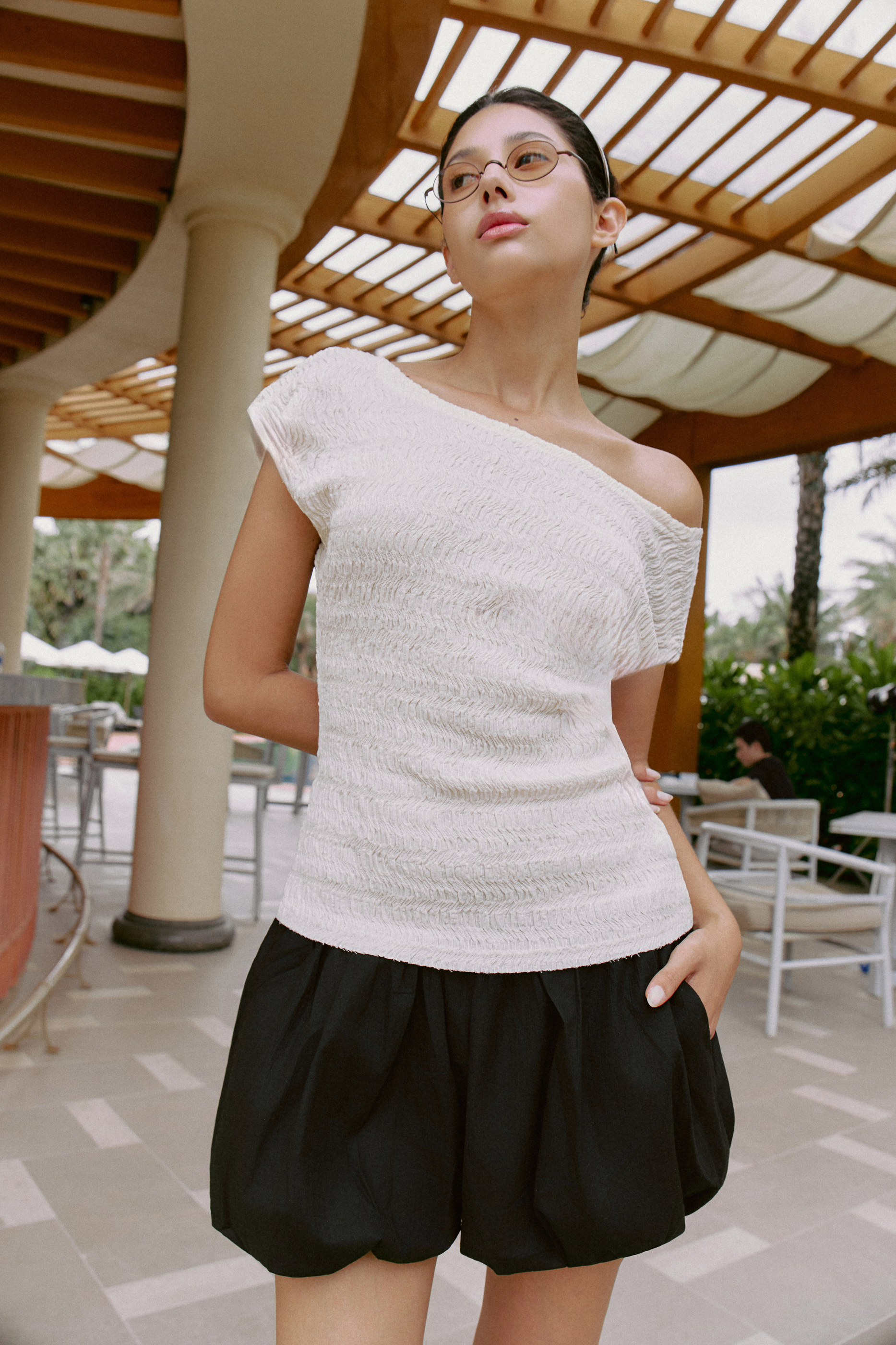 Bowfie Puff Shorts (62046200_Quần soóc nữ kiểu dáng bồng, từ vải dệt thoi)