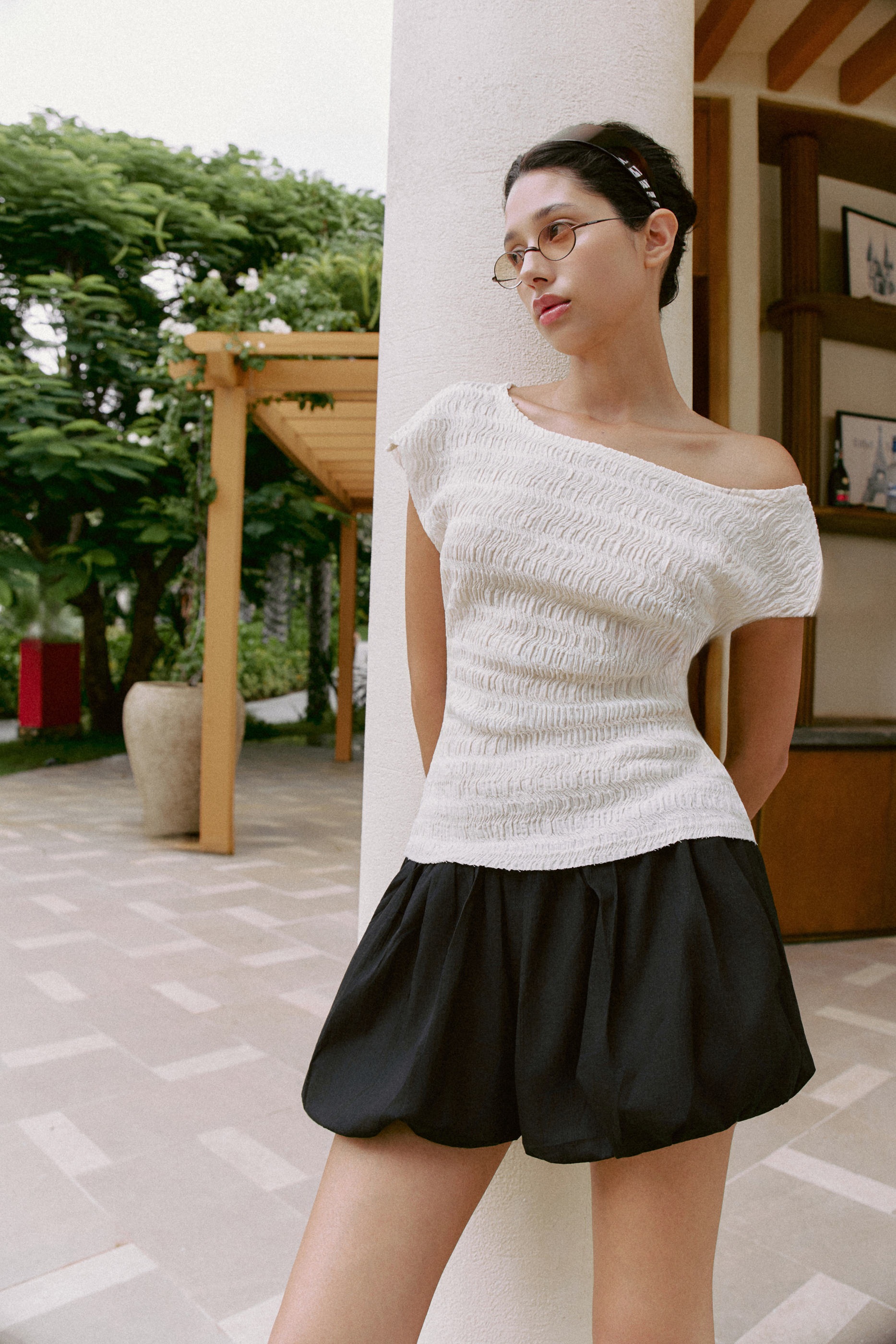 Bowfie Puff Shorts (62046200_Quần soóc nữ kiểu dáng bồng, từ vải dệt thoi)