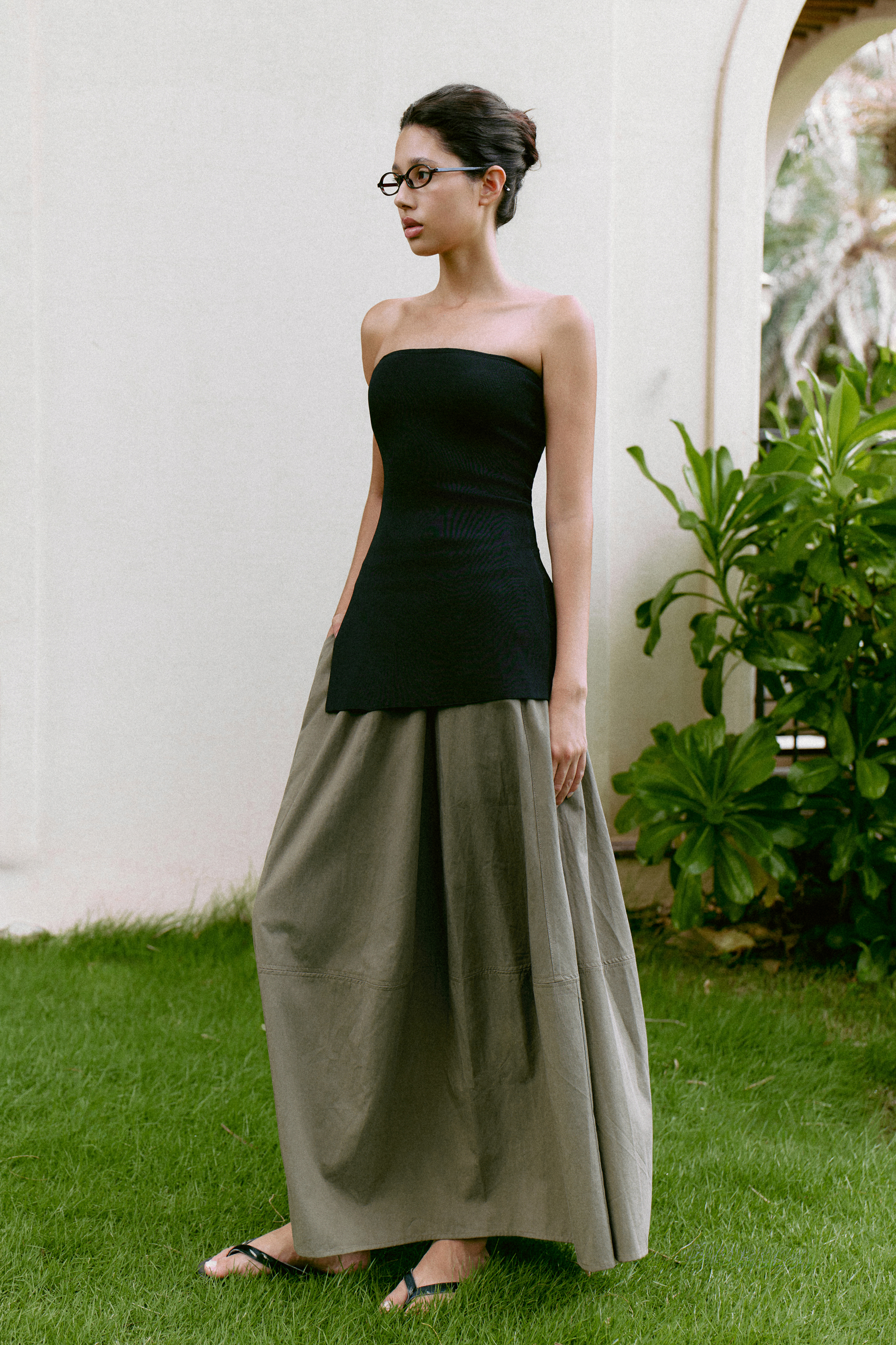 Camille Midi Skirt (62045290_Chân váy dài nữ dáng chữ A xòe rộng, từ vải dệt thoi)