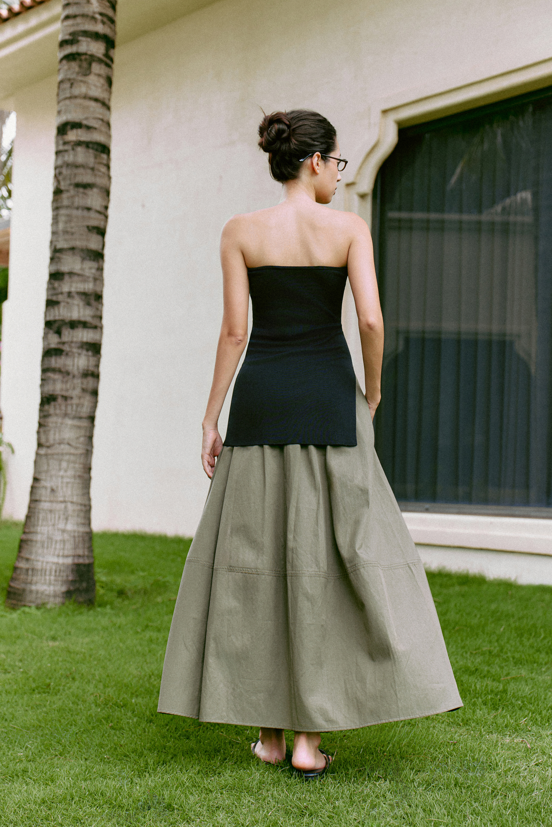 Camille Midi Skirt (62045290_Chân váy dài nữ dáng chữ A xòe rộng, từ vải dệt thoi)