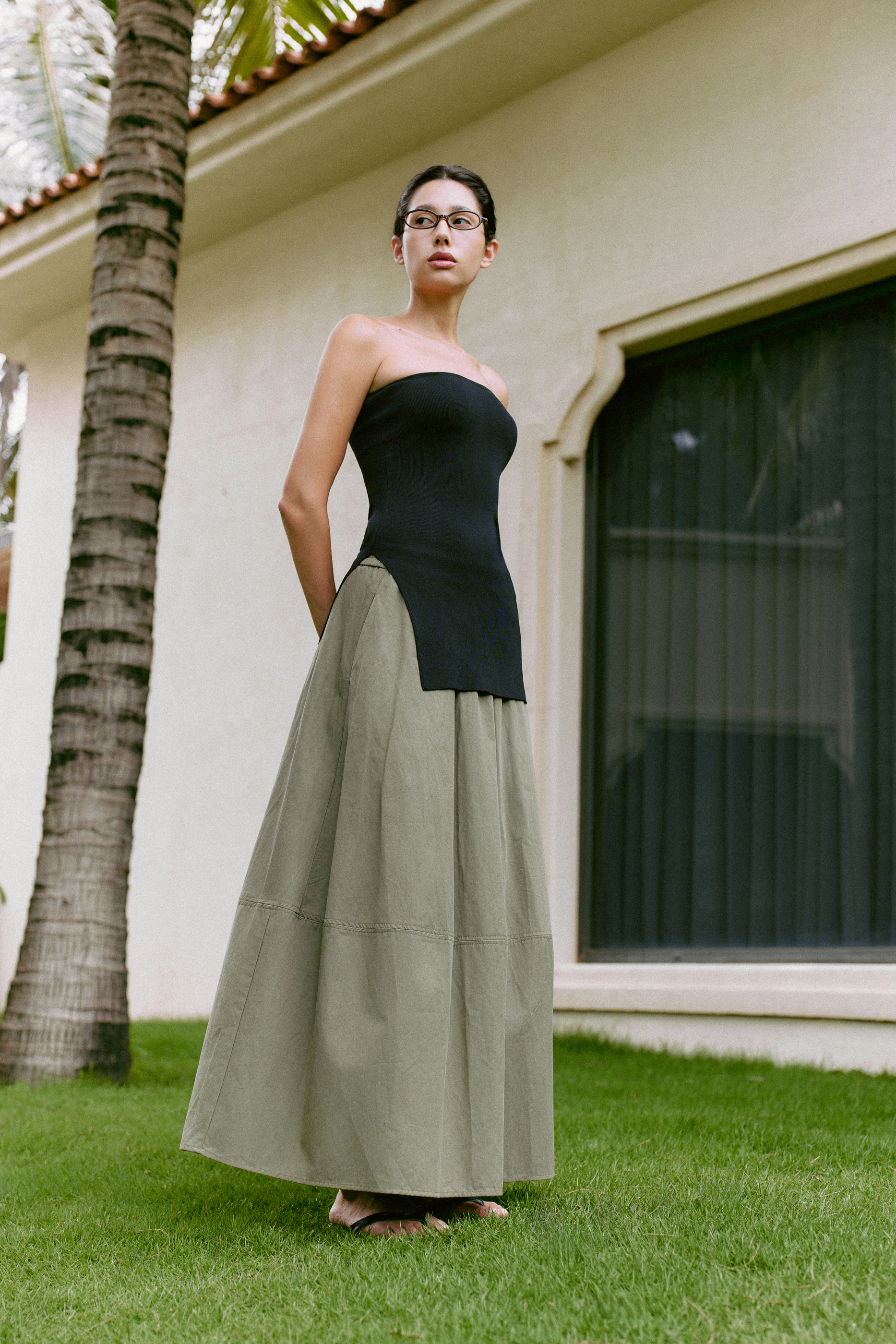 Camille Midi Skirt (62045290_Chân váy dài nữ dáng chữ A xòe rộng, từ vải dệt thoi)