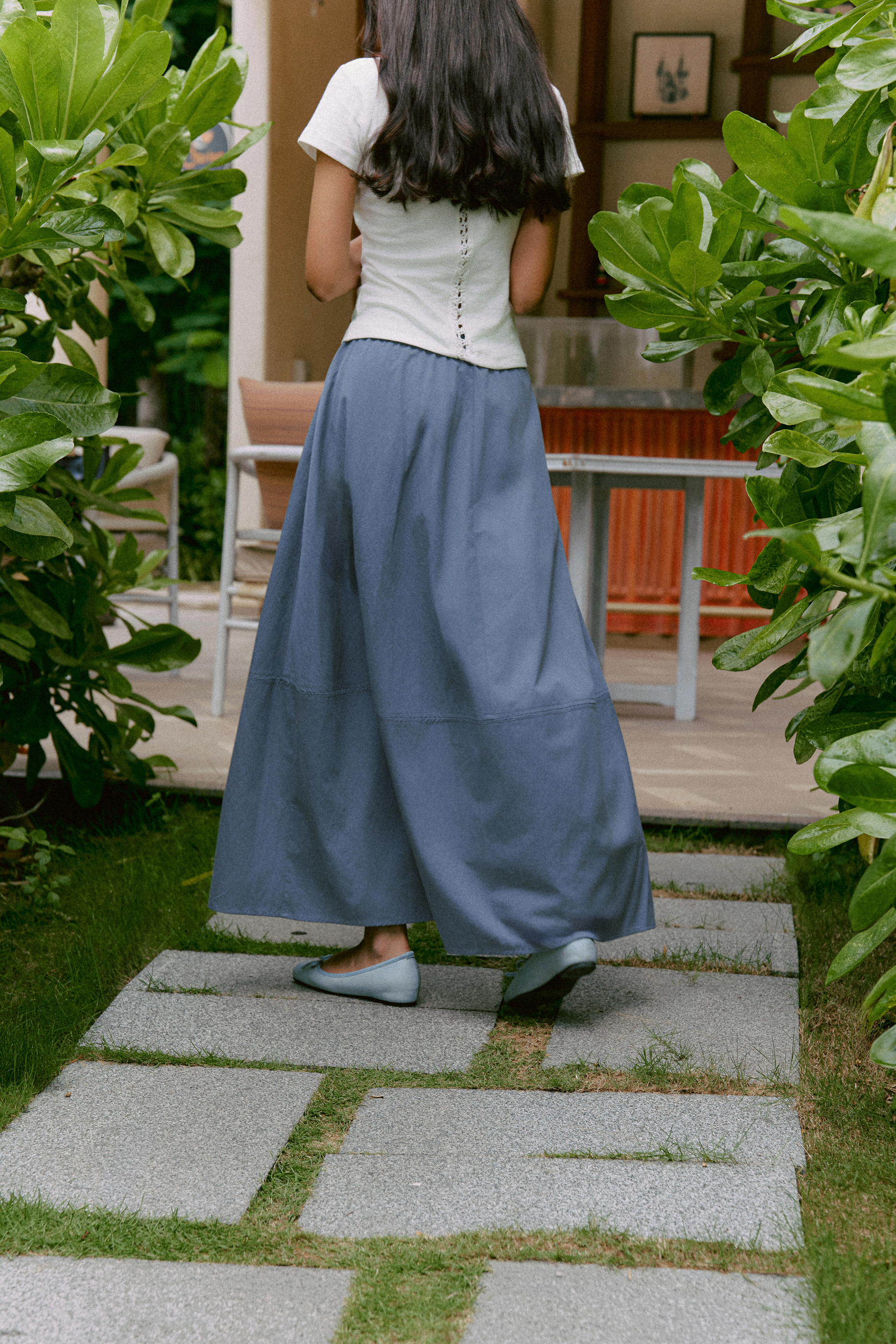 Camille Midi Skirt (62045290_Chân váy dài nữ dáng chữ A xòe rộng, từ vải dệt thoi)