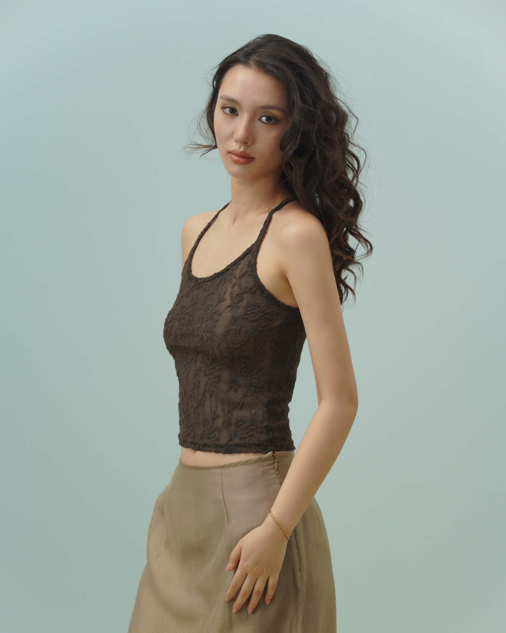 Elodie Lace Camisole (62046200_Áo nữ cổ yếm bằng vải ren dệt kim)