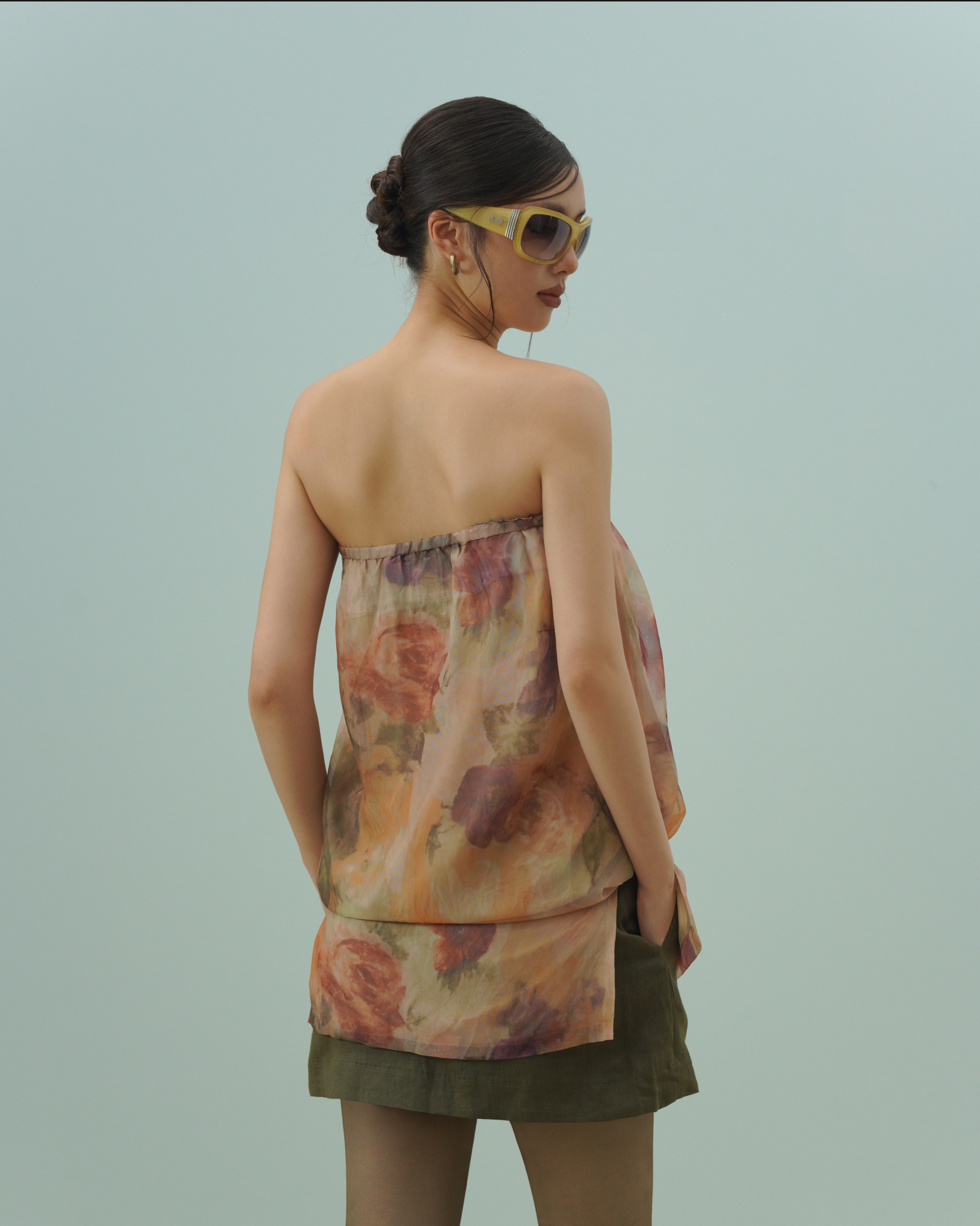 Jetta Printed Tube Top (62064000_Áo nữ kiểu, dáng quây có cúc cài lệch hông, bằng vải dệt thoi)