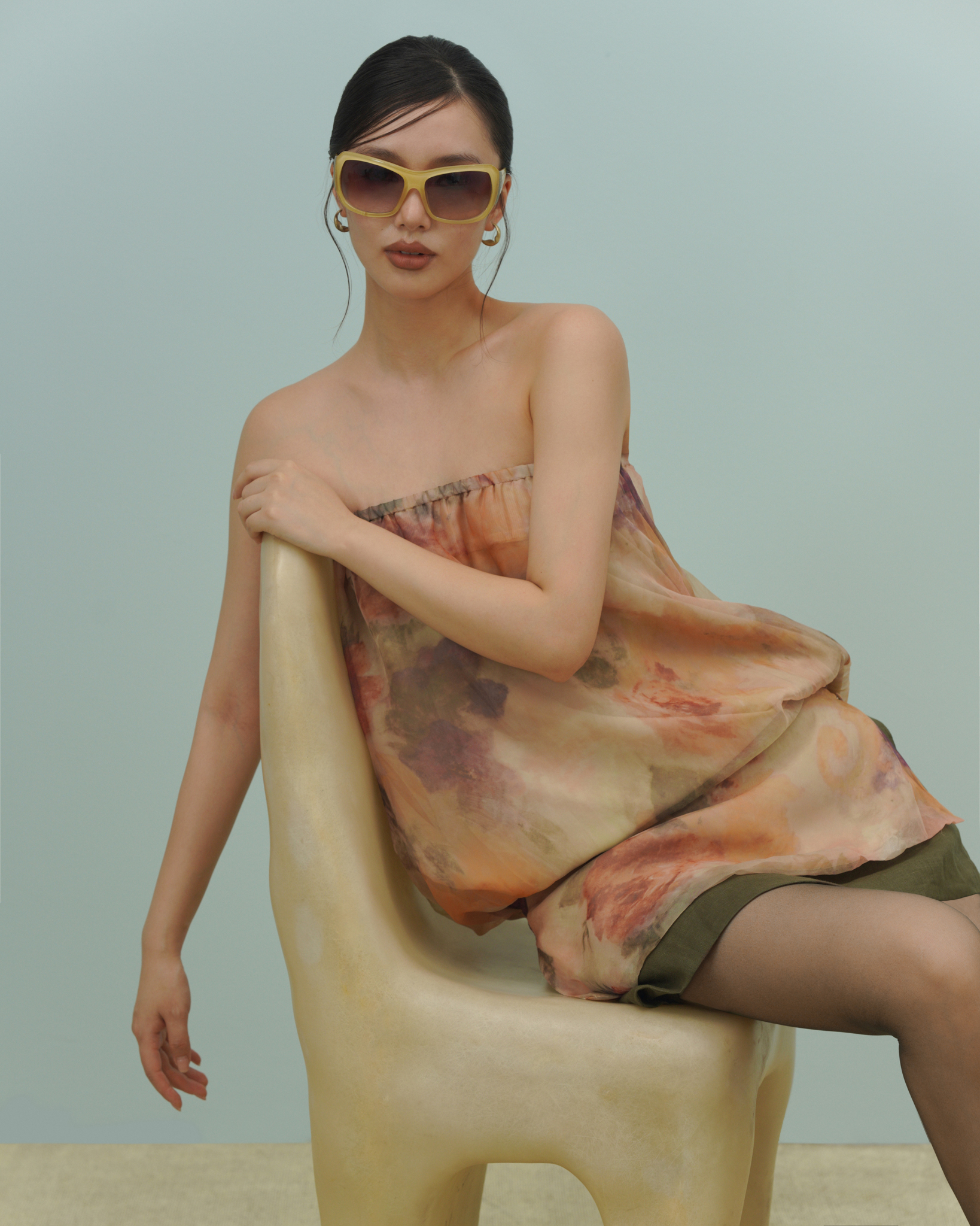 Jetta Printed Tube Top (62064000_Áo nữ kiểu, dáng quây có cúc cài lệch hông, bằng vải dệt thoi)