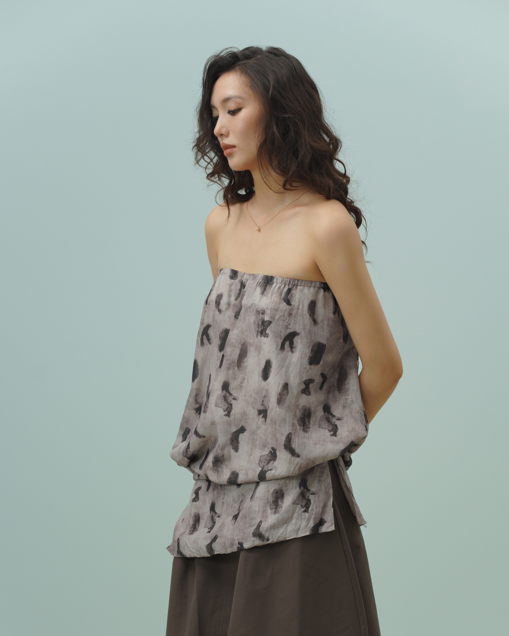 Jetta Printed Tube Top (62064000_Áo nữ kiểu, dáng quây có cúc cài lệch hông, bằng vải dệt thoi)