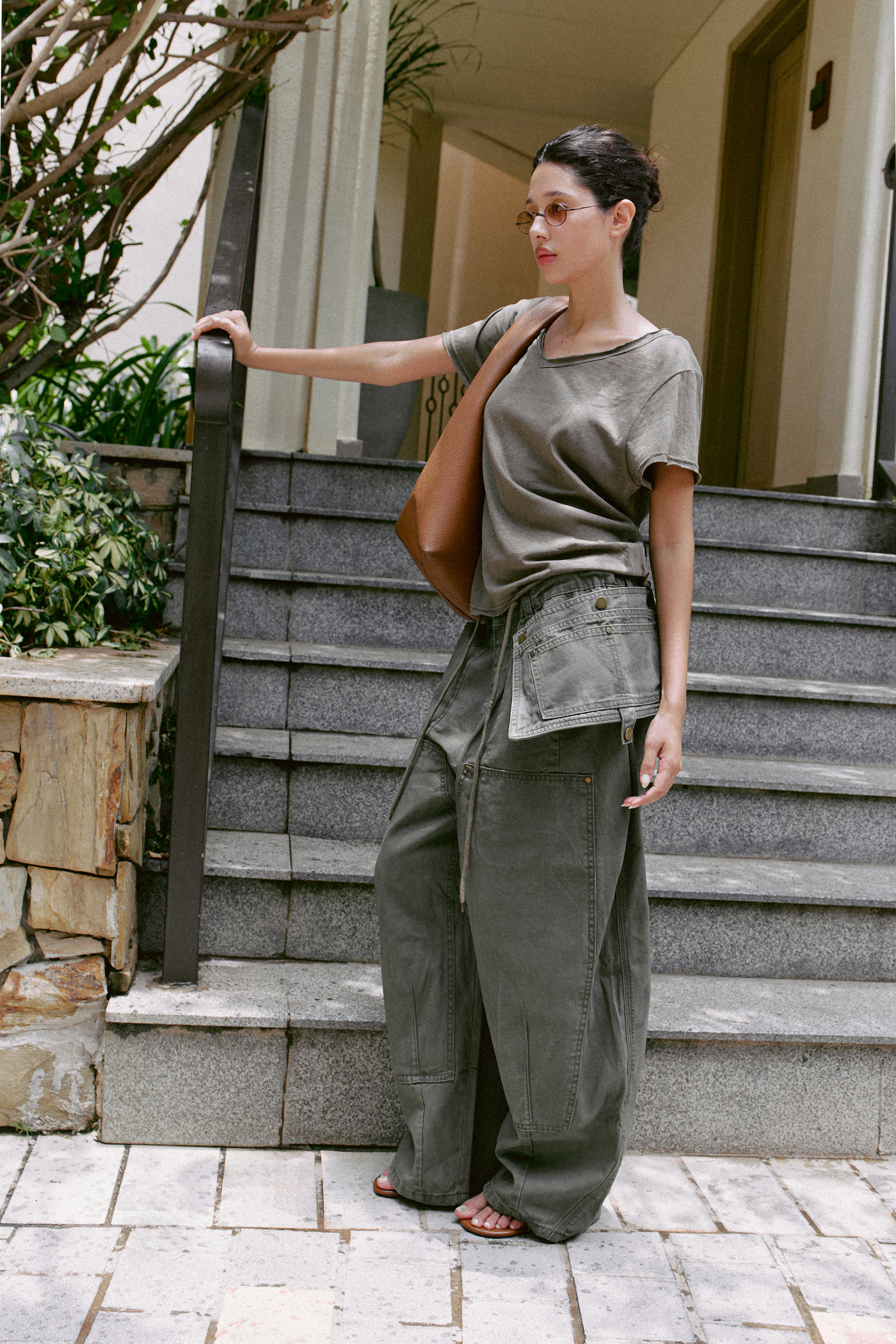 Lennox Jeans (62046200_Quần bò dài nữ ống suông thụng, eo rút dây)