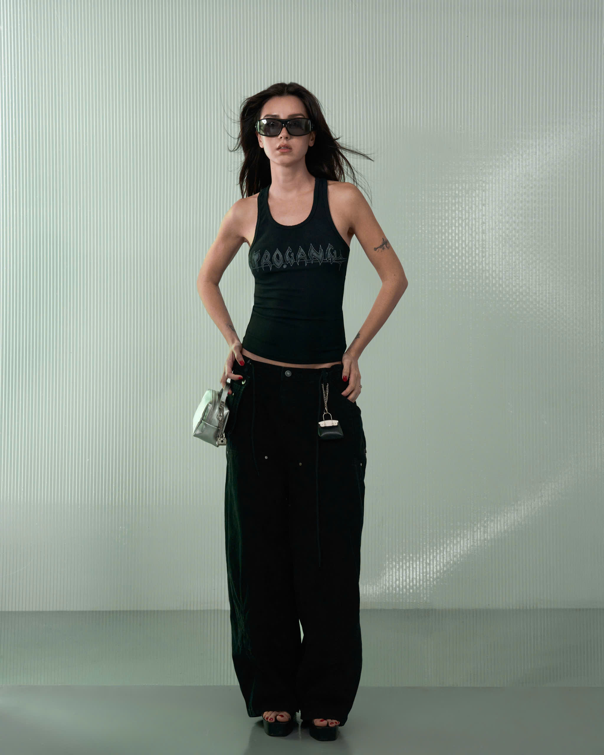 Lennox Jeans (62046200_Quần bò dài nữ ống suông thụng, eo rút dây)