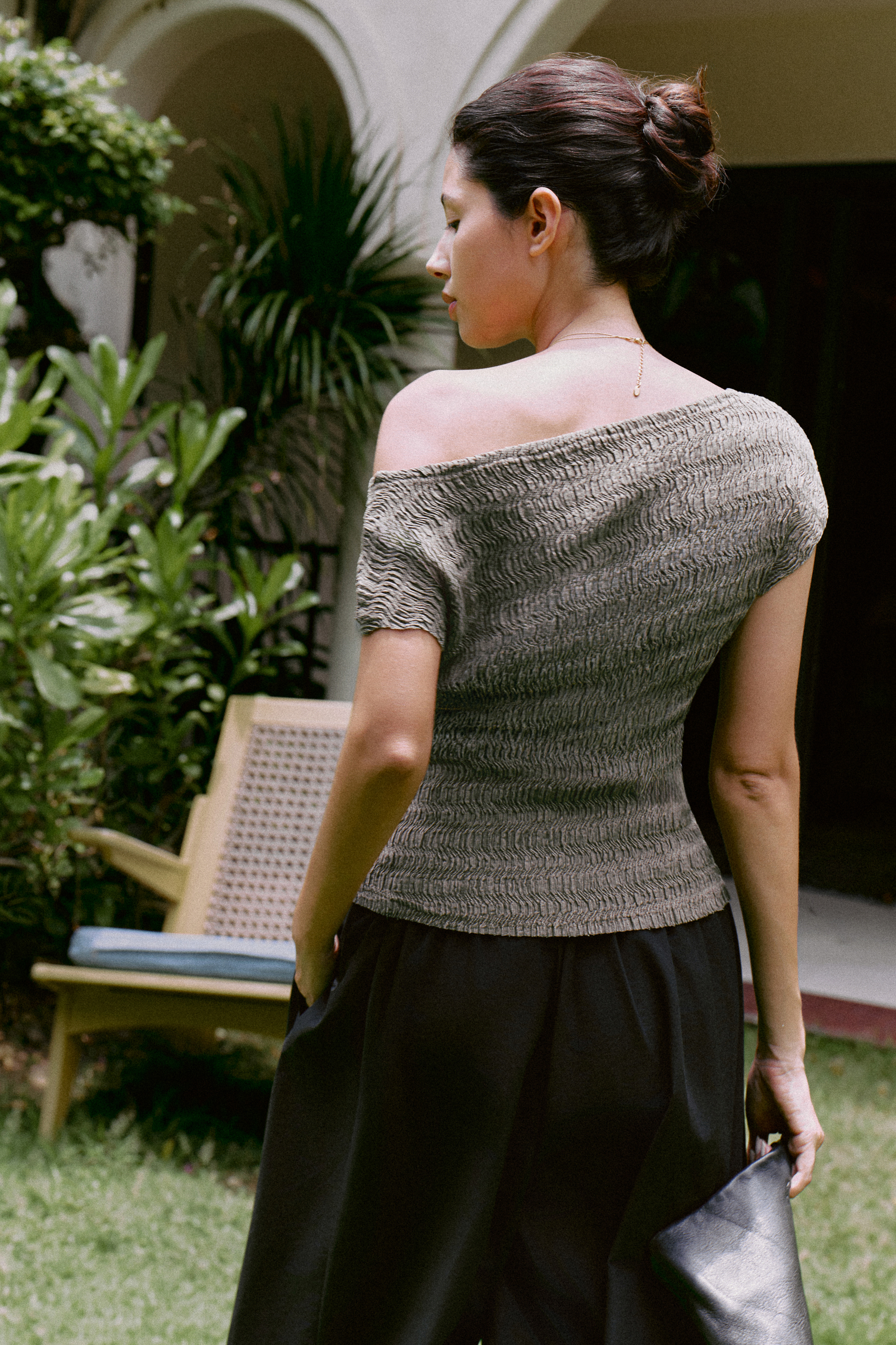 Nelle Textured Top (62064000_Áo nữ kiểu ngắn tay bằng vải dệt kim)