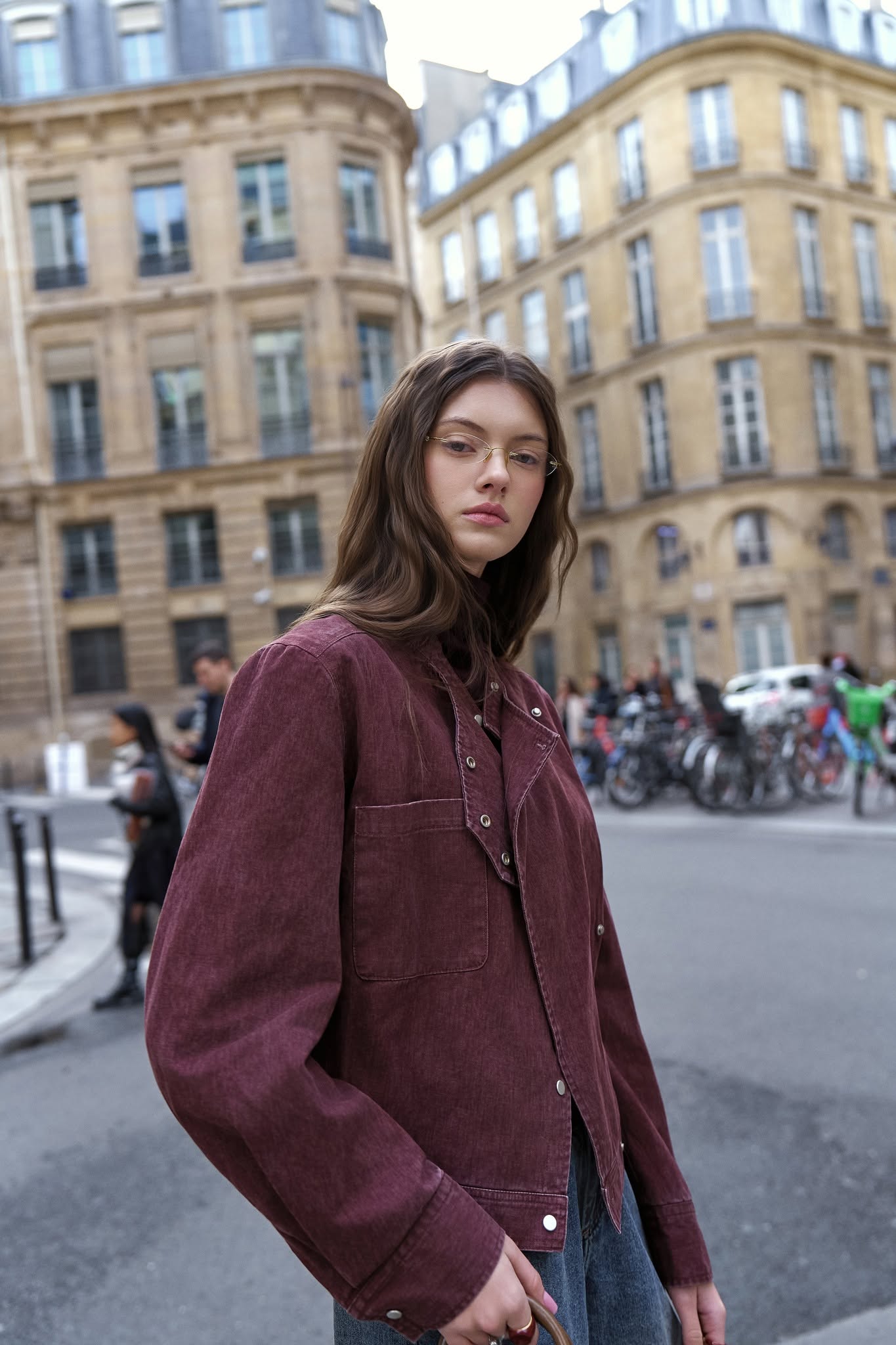 Roux Washed Denim Jacket (62043290_Áo jacket nữ bằng vải bò nhuộm màu, vải dệt thoi)