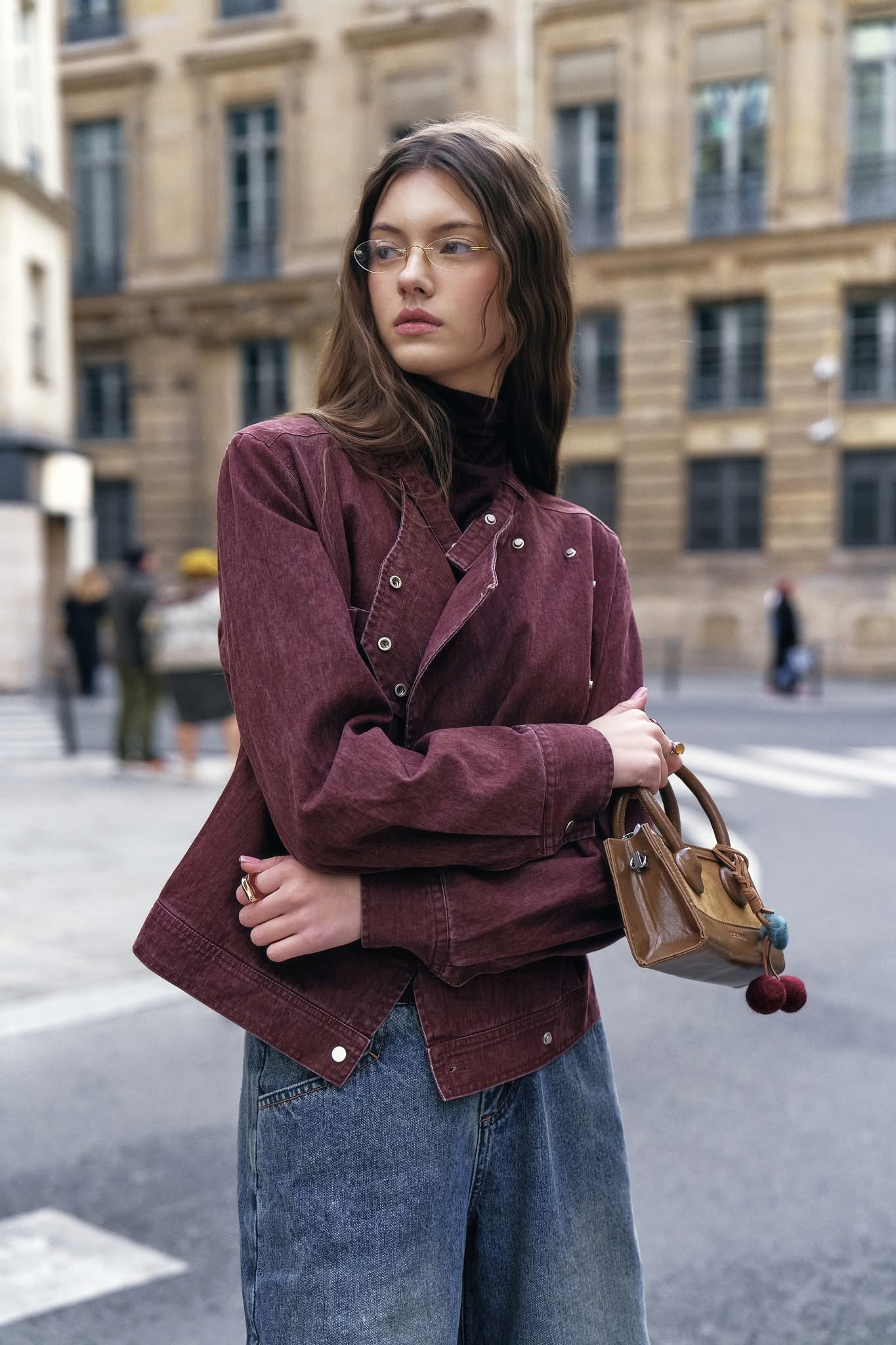 Roux Washed Denim Jacket (62043290_Áo jacket nữ bằng vải bò nhuộm màu, vải dệt thoi)
