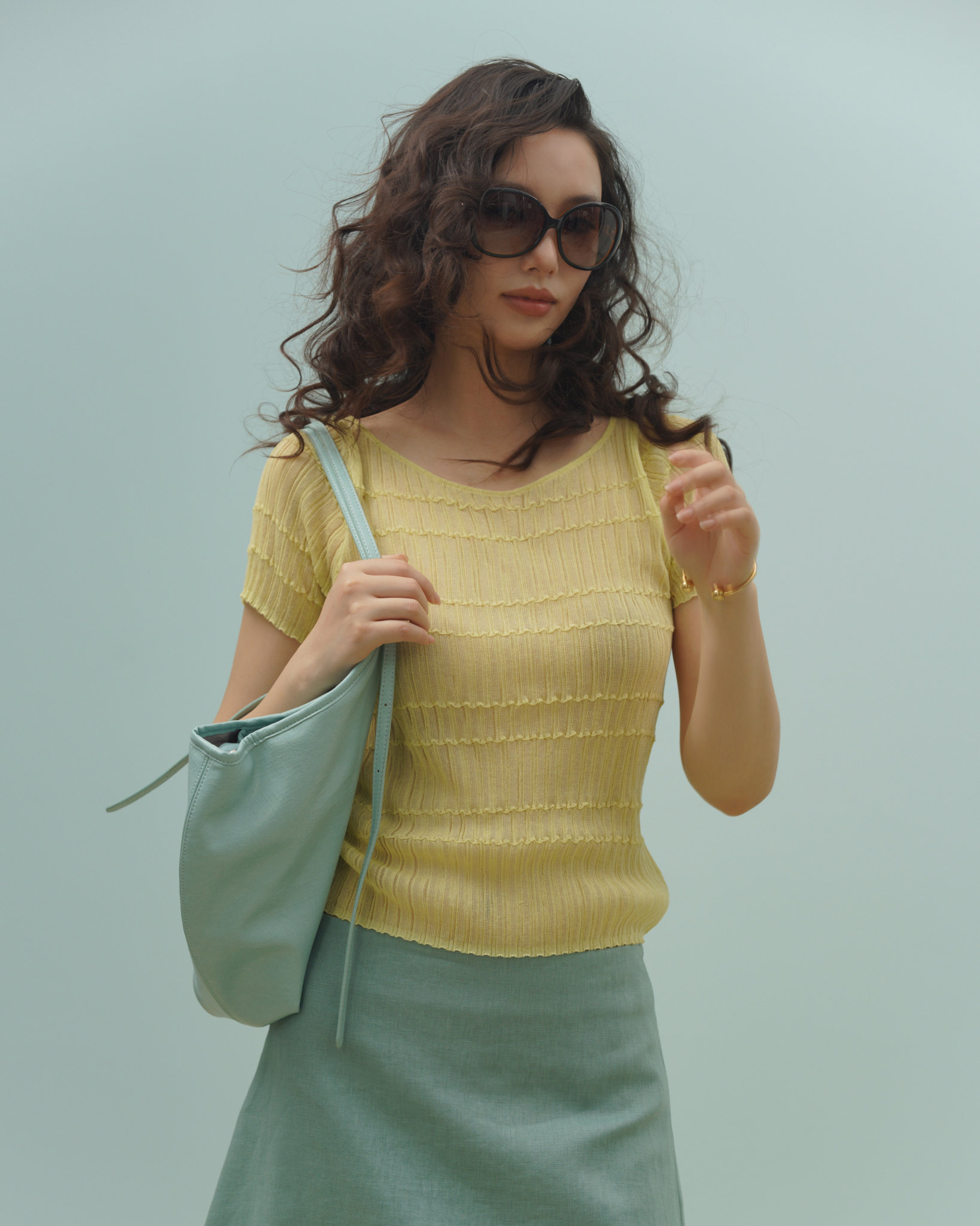 Ruelle Knit Top (61099030_Áo thun nữ ngắn tay dáng cơ bản, từ vải dệt kim)