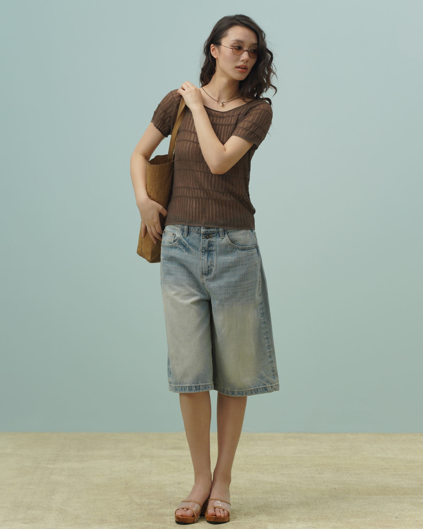 Ruelle Knit Top (61099030_Áo thun nữ ngắn tay dáng cơ bản, từ vải dệt kim)