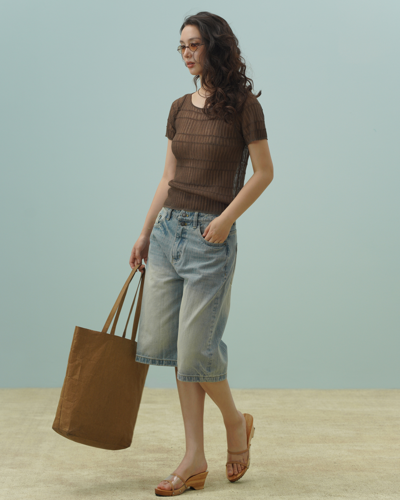 Ruelle Knit Top (61099030_Áo thun nữ ngắn tay dáng cơ bản, từ vải dệt kim)