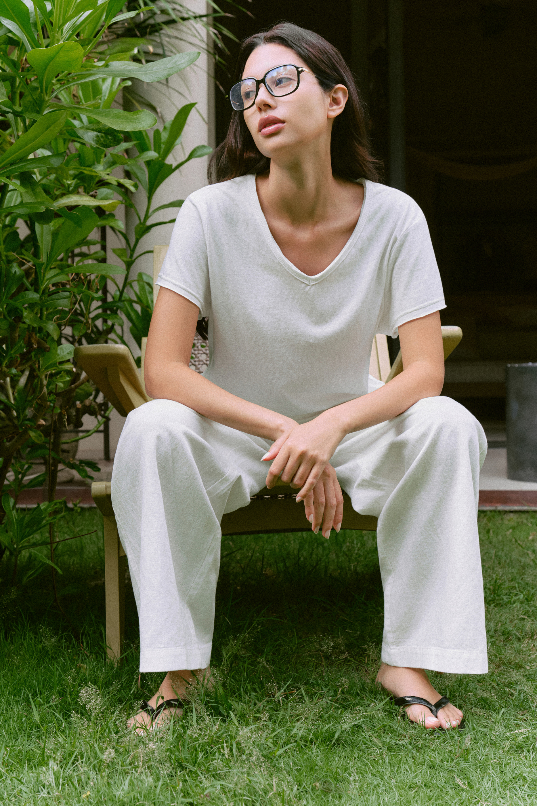 Tobacco Linen Pants (belt) (62046200_Quần dài nữ ống suông bằng vải dệt thoi, Cotton & Linen)