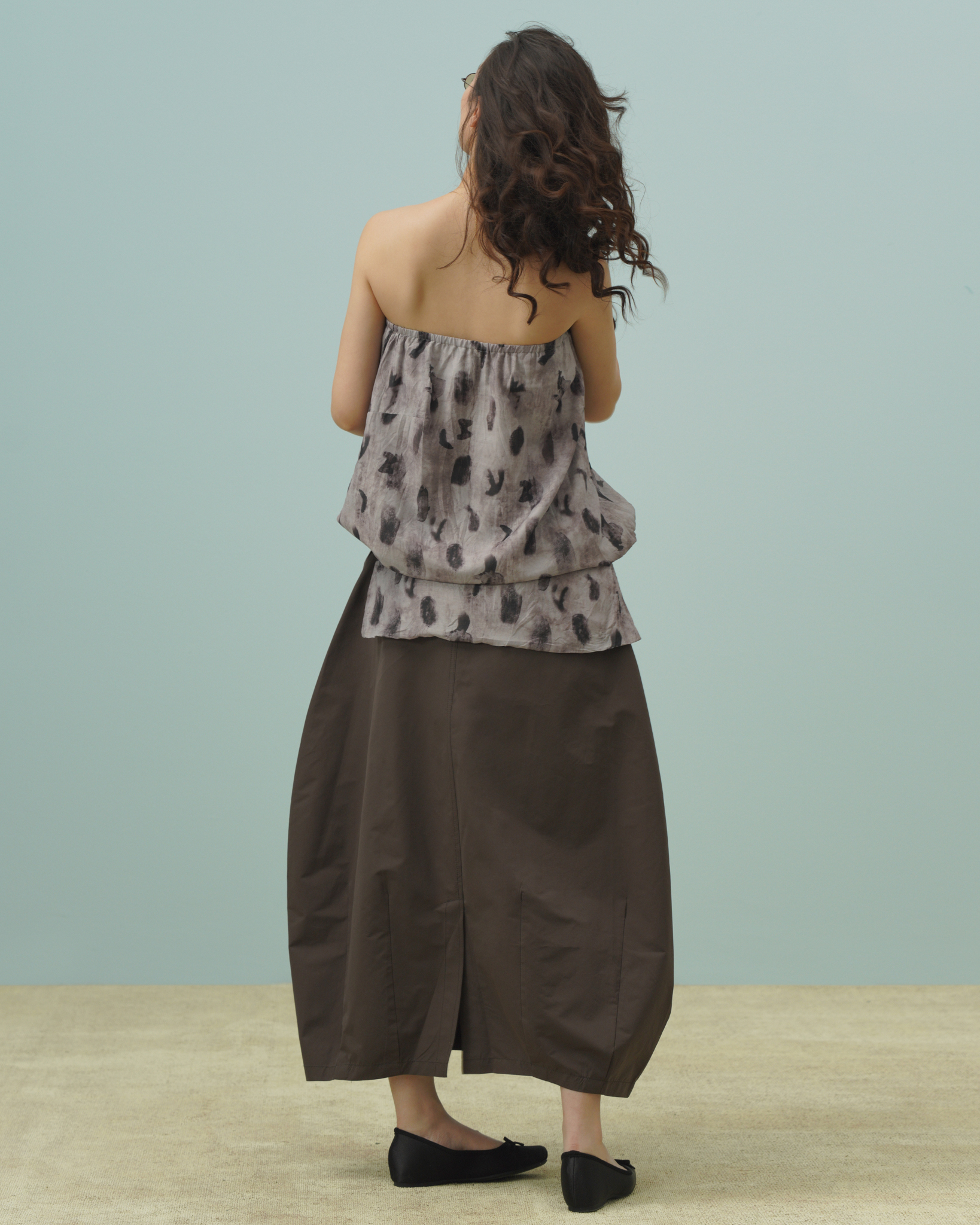Umber Barrel Skirt (62045290_Chân váy dài nữ dáng bồng, bằng vải dệt thoi)