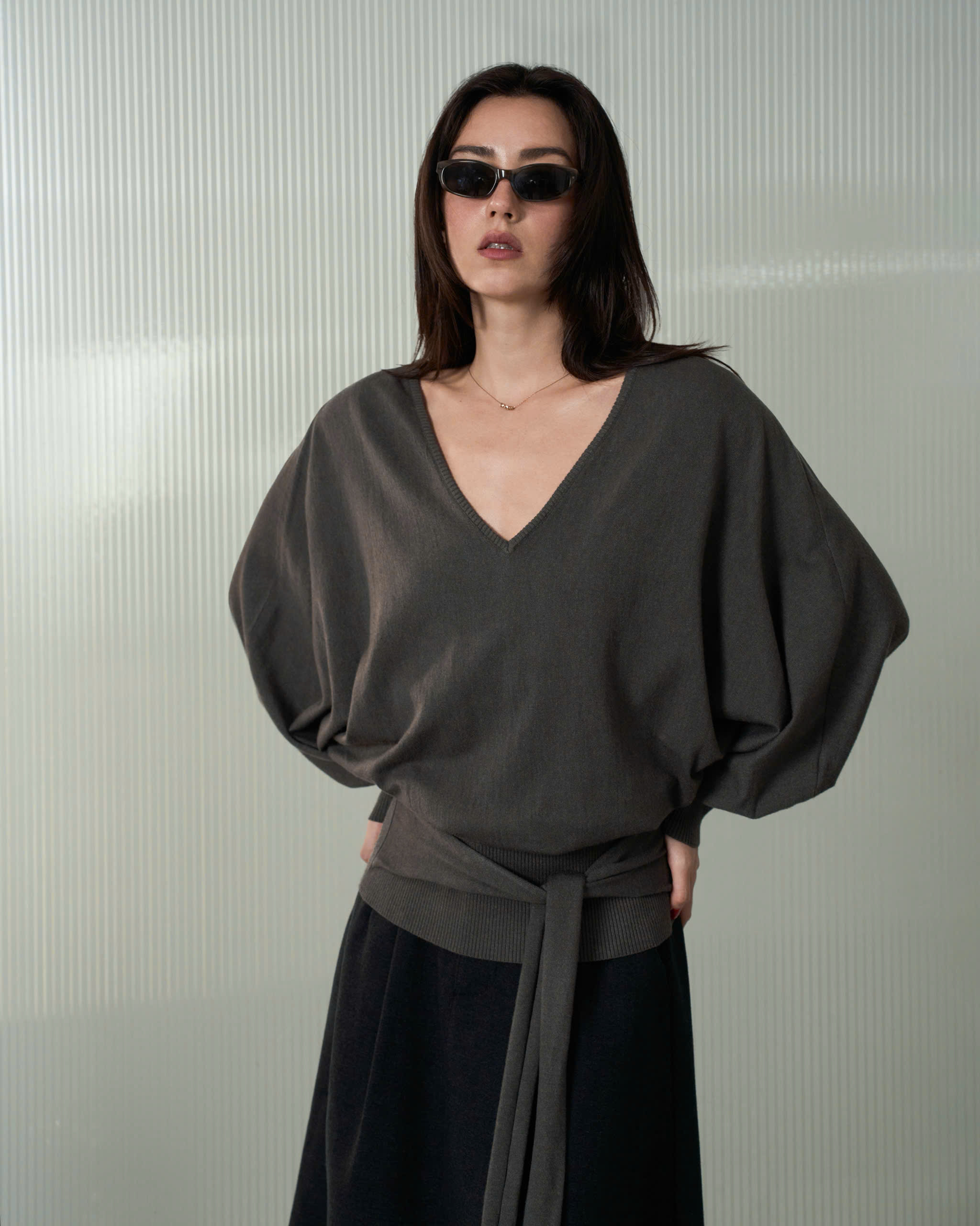 V-neck knit top