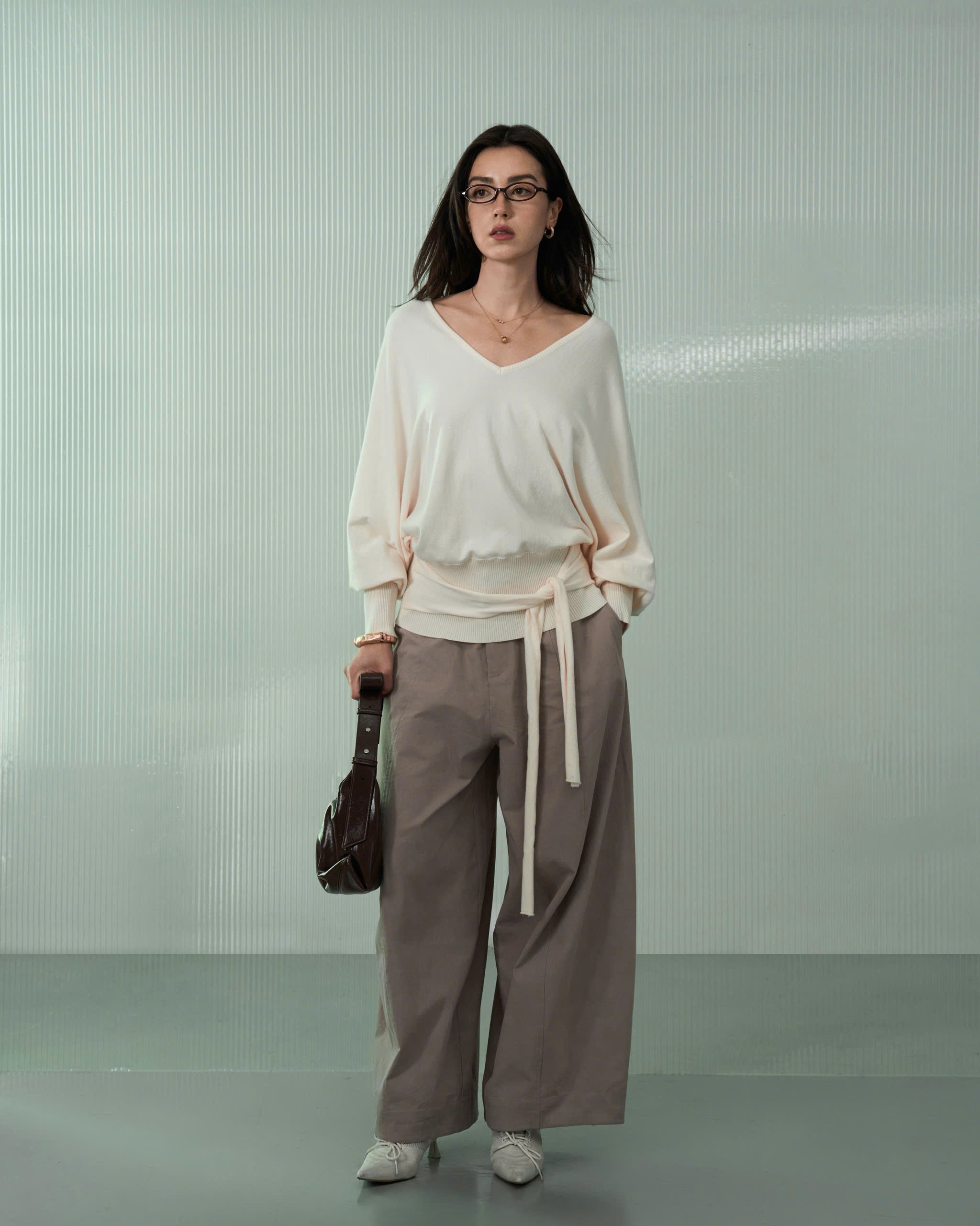 V-neck knit top