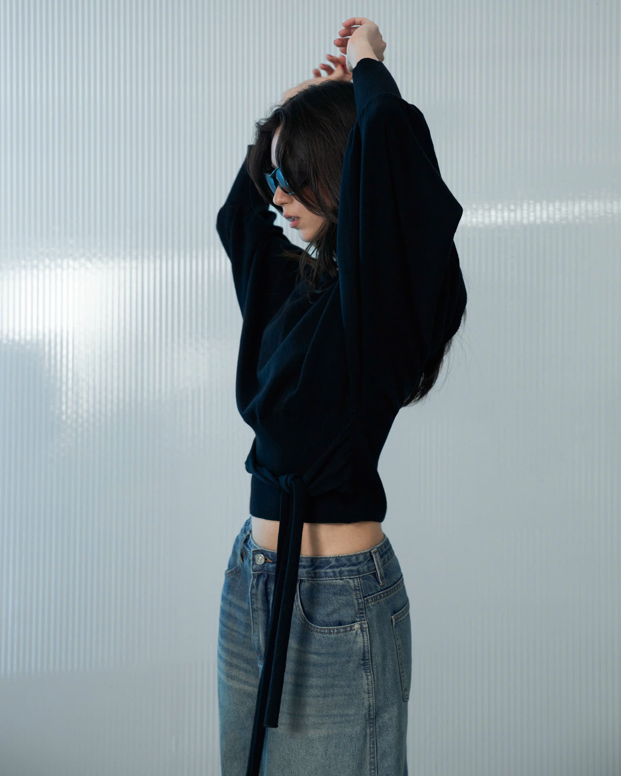 V-neck knit top