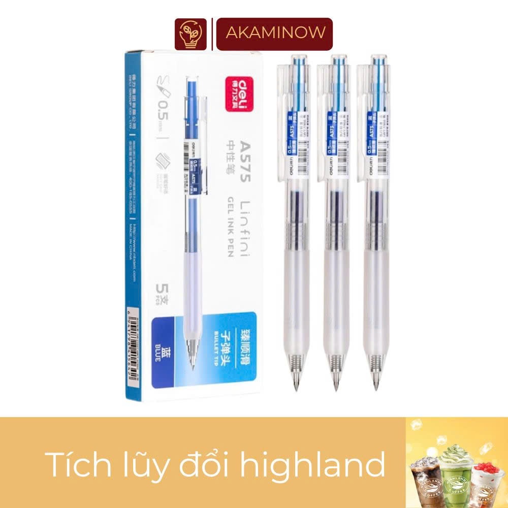 1 Hộp Deli A575 xanh/đen giá sỉ - 5Bút xanh+1r xanh