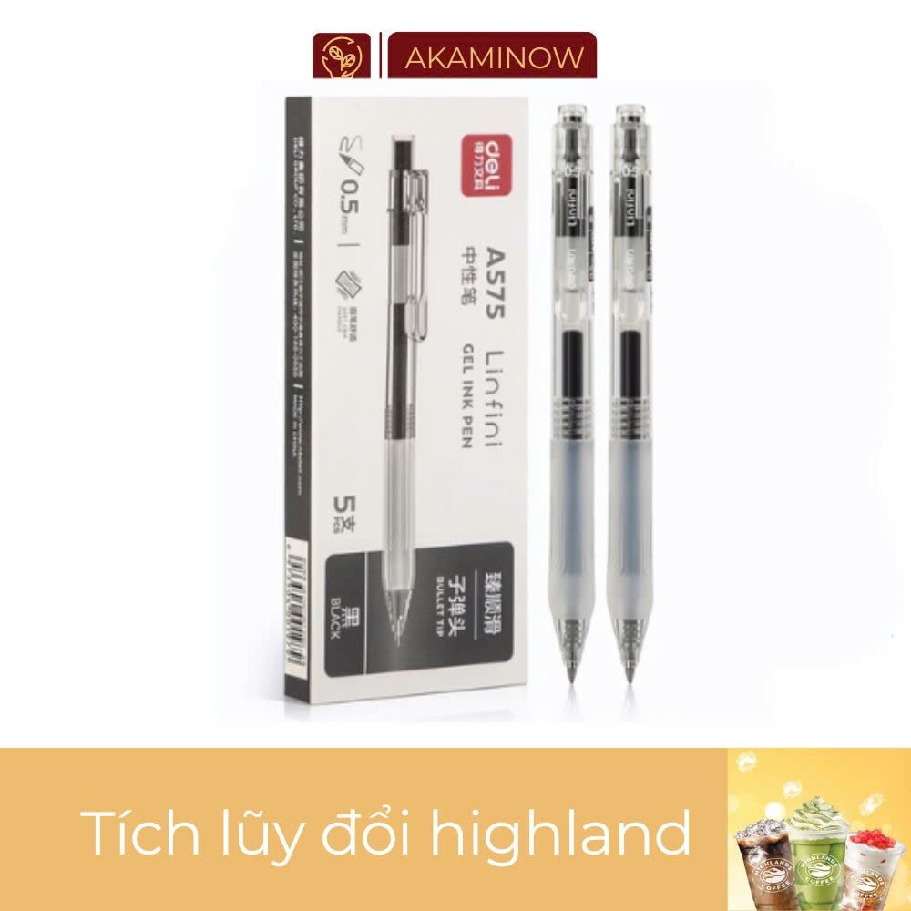 1 Hộp Deli A575 xanh/đen giá sỉ - 5Bút đen+1r đen