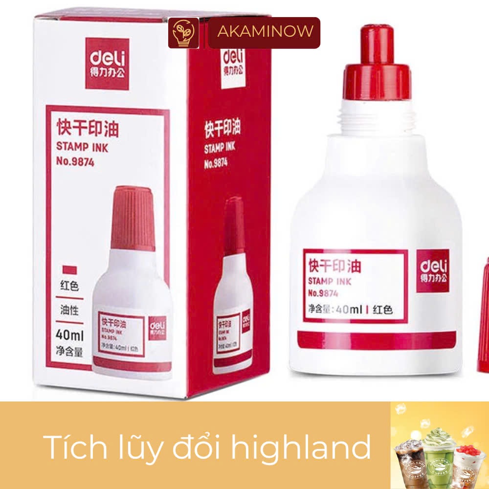 MỰC DẤU Xanh, đỏ DELI 9874 - Đỏ