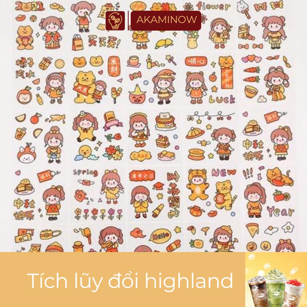 Túi set 25 tờ sticker trong suốt trang trí bình nước, vở, bút, điện thoại chống thấm nước - M2