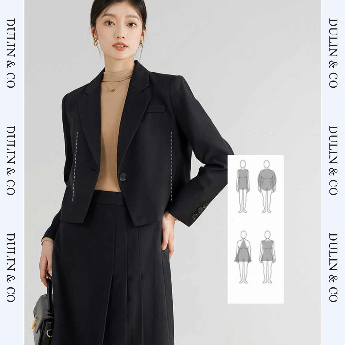 Sét blazer dáng ngắn phối chân váy D02BL0006