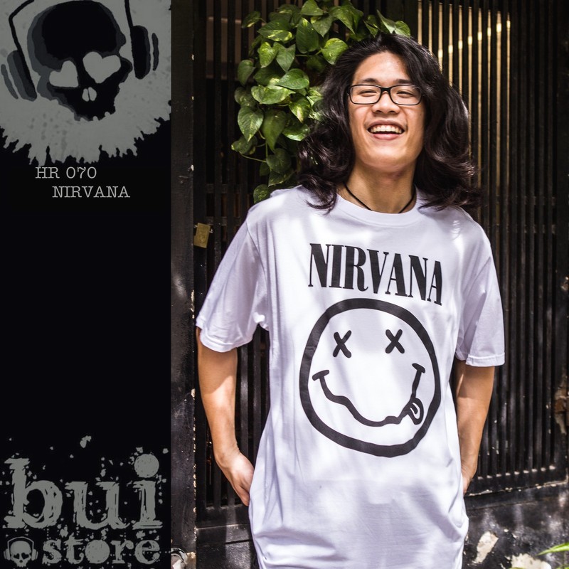 Áo Rock: áo phông trắng Nirvana HR 070T